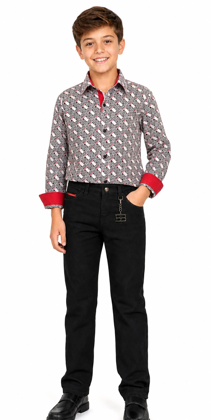 Elie Balleh Boys Slim Fit Print Button-Down Shirt