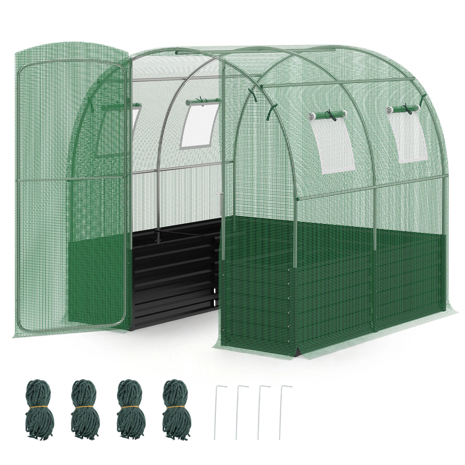 LJG 80 x 79 x 79 Inches Walk-in Greenhouse with Large Plant Bed