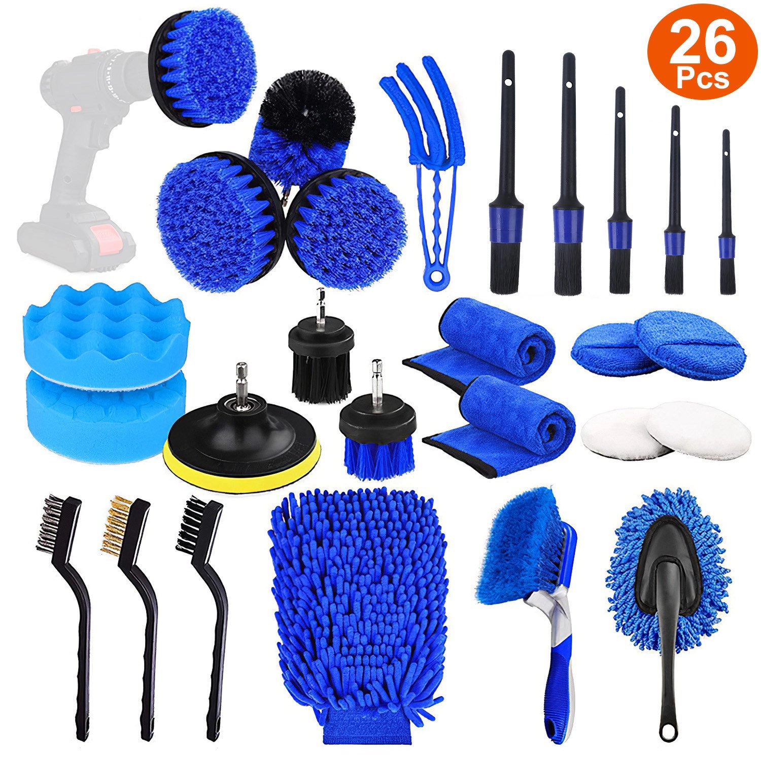 GBruno 26-Piece Drill Brush Car Detailing Kit