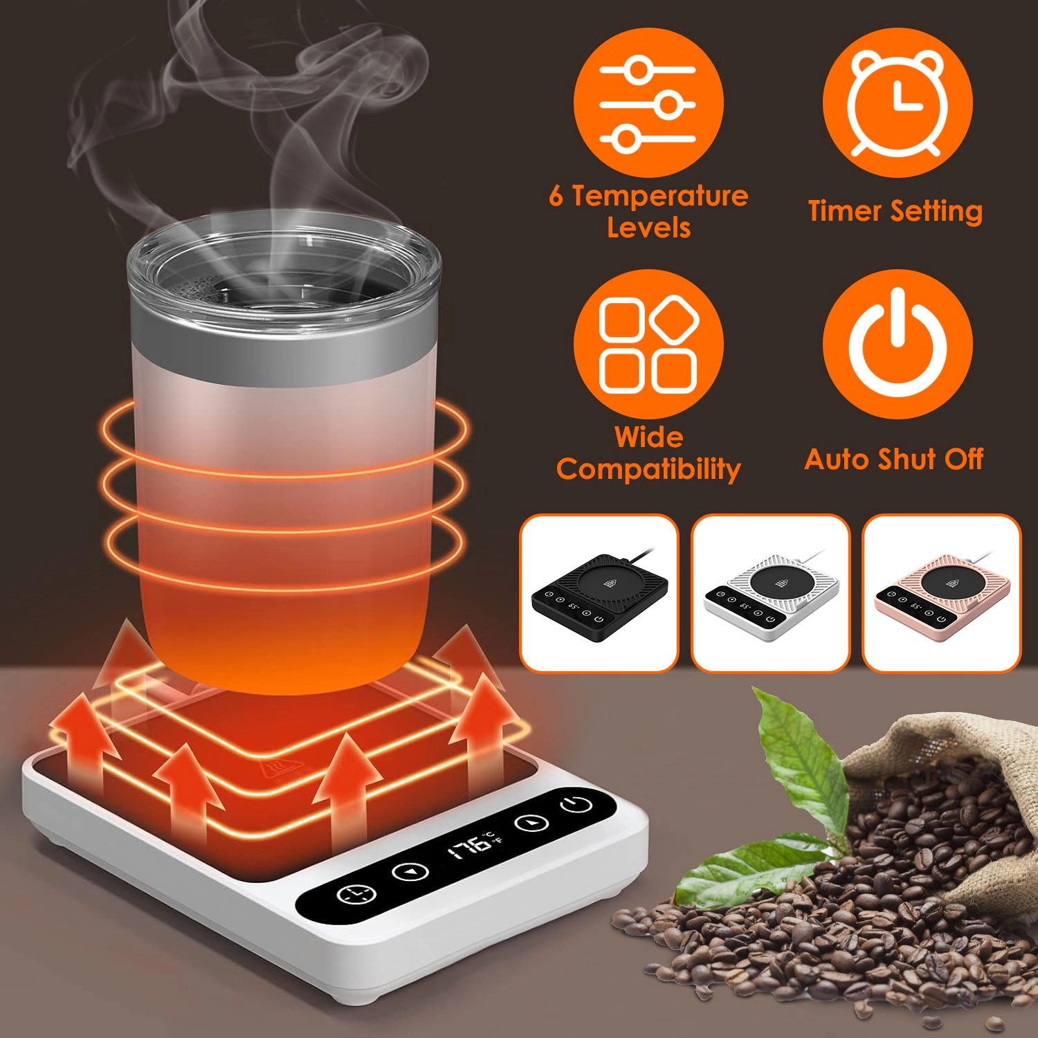 GBruno Electric Desktop Mug Warmer With Timer