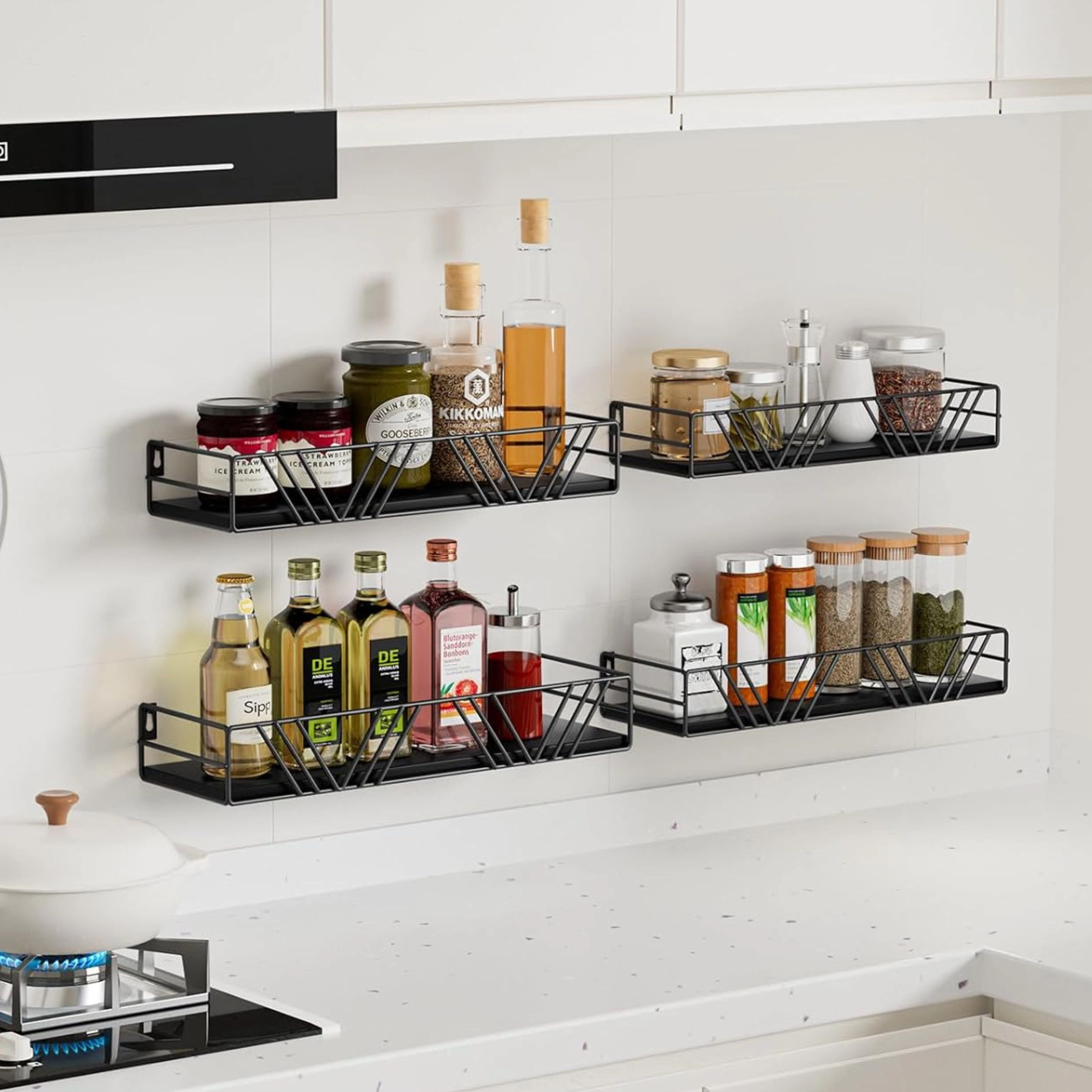 Stock Preferred Pack of 4 Wood Floating Wall Shelves Different Sizes