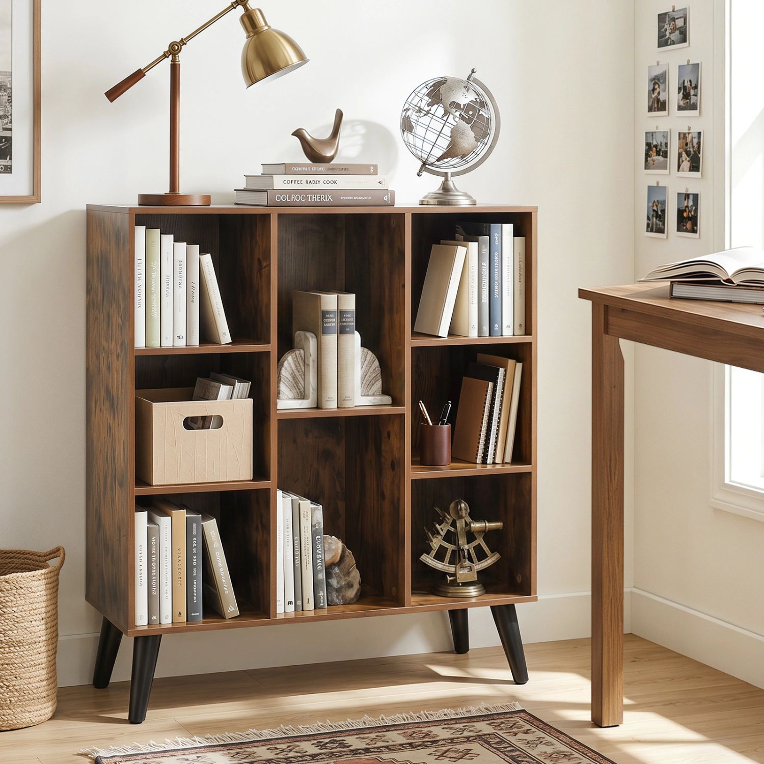 LJG 8-Cube Bookcase with Raised Support Legs for Living Room