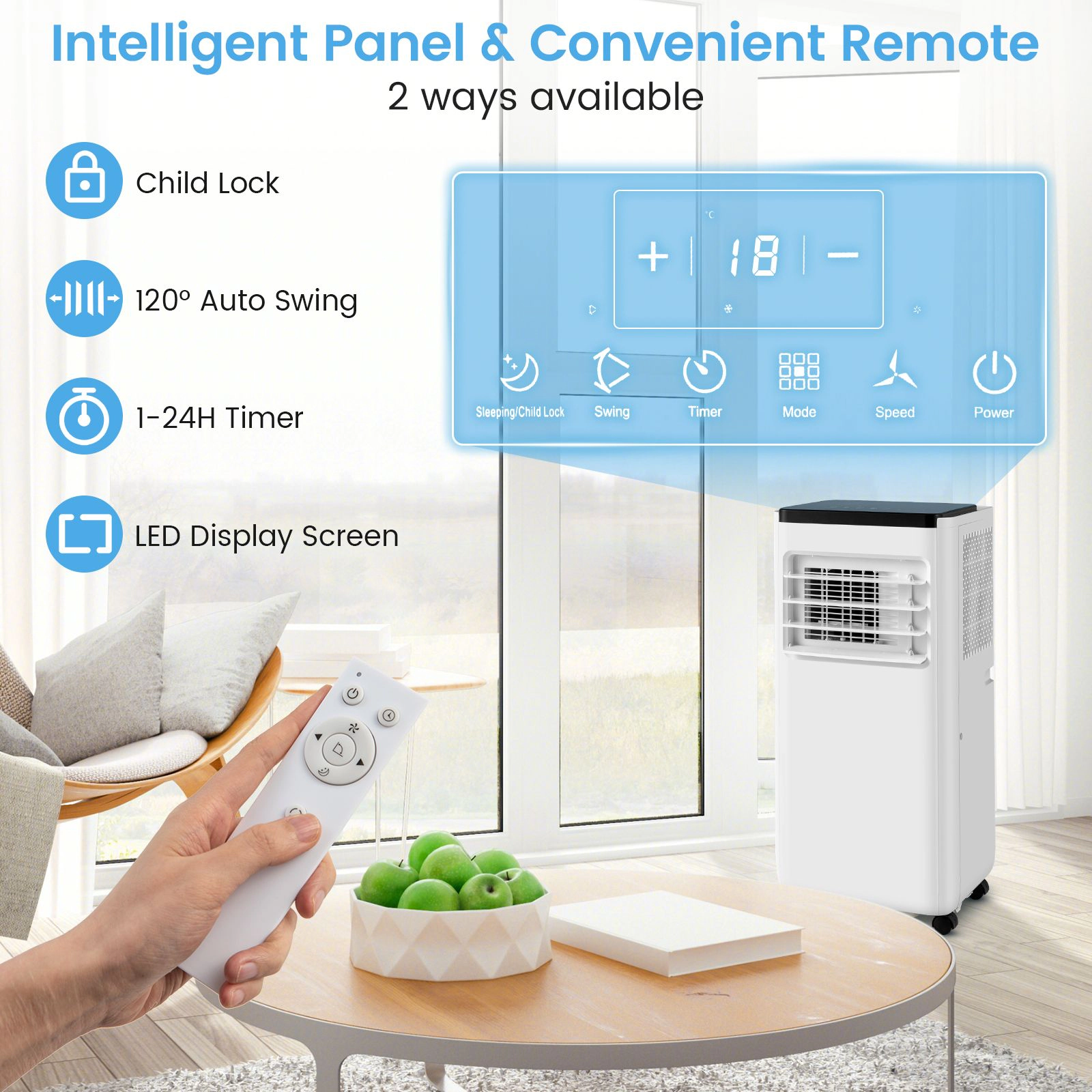 SlickBlue Portable Air Conditioner with Remote Control