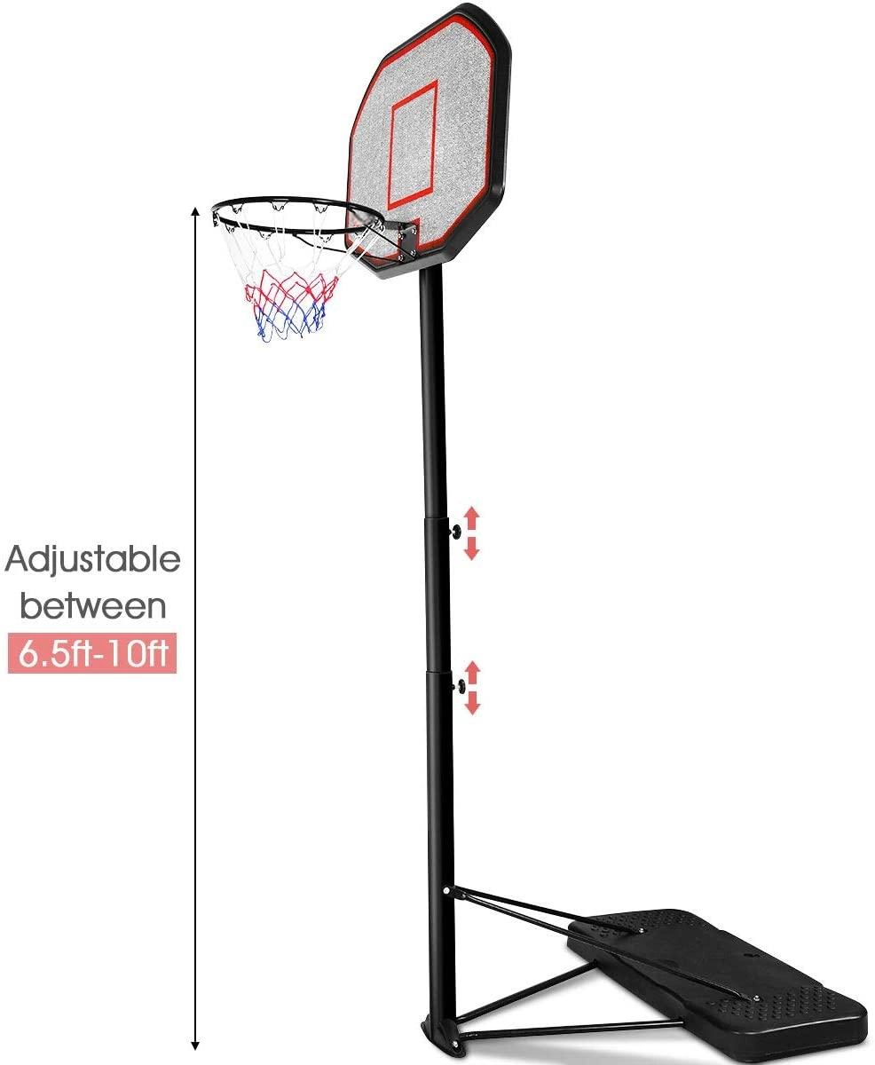 SUGIFT 43-in Height Adjustable Indoor Basketball Hoop System with 43 x 28-in PE Backboard and Fillable Mobile Base