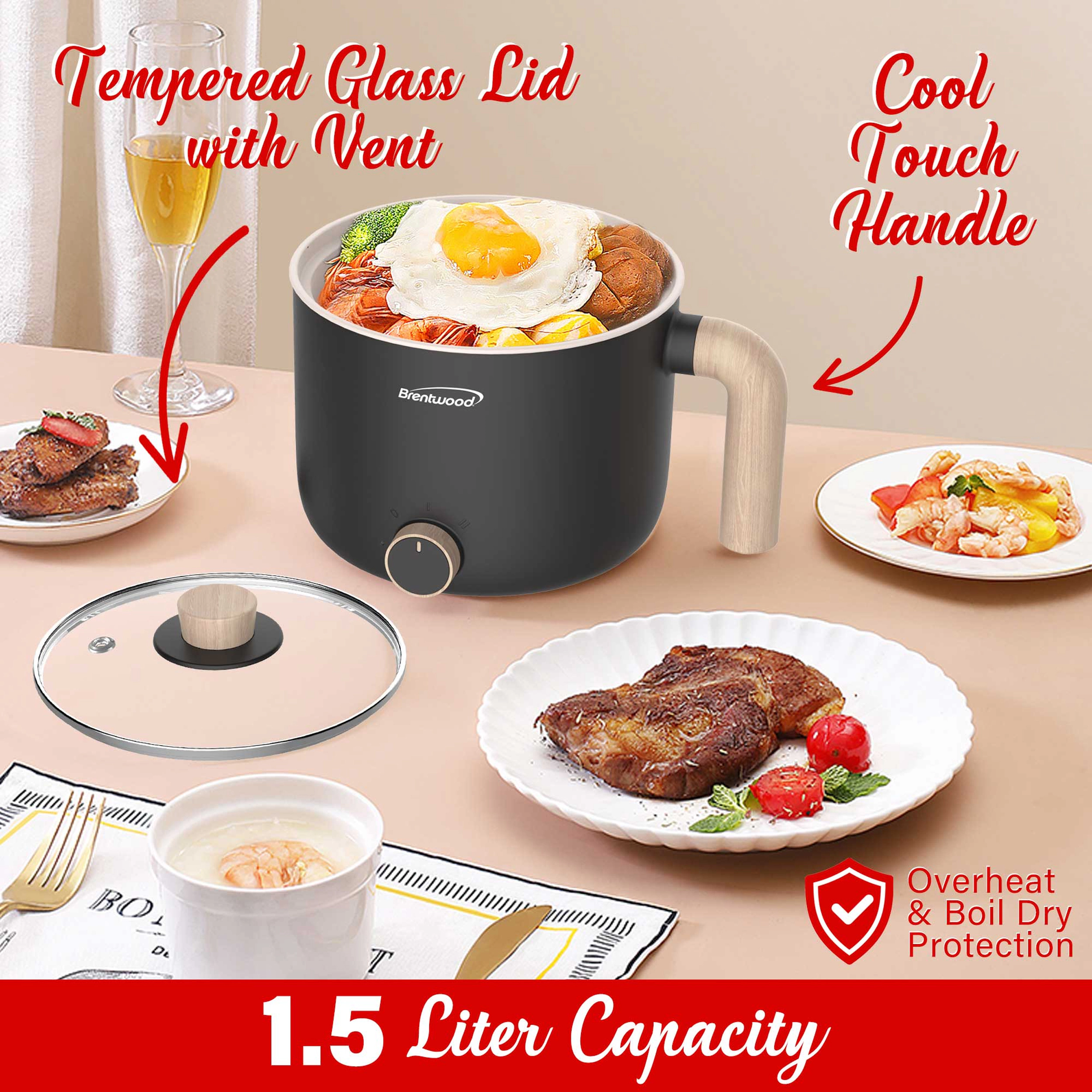 Brentwood 1.5-Liter Multi-Function Electric Hot Pot Cooker