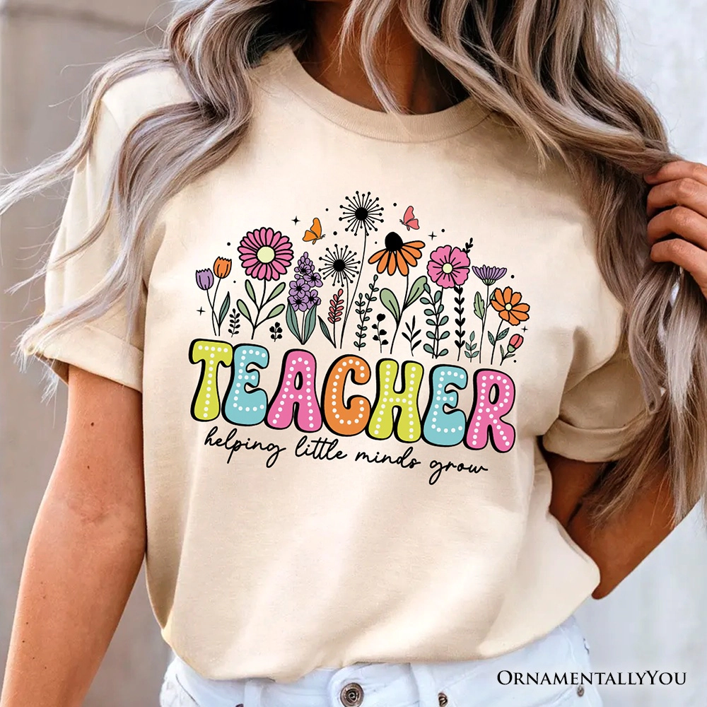 OrnamentallyYou Unisex Helping Little Minds Grow Teacher T-Shirt