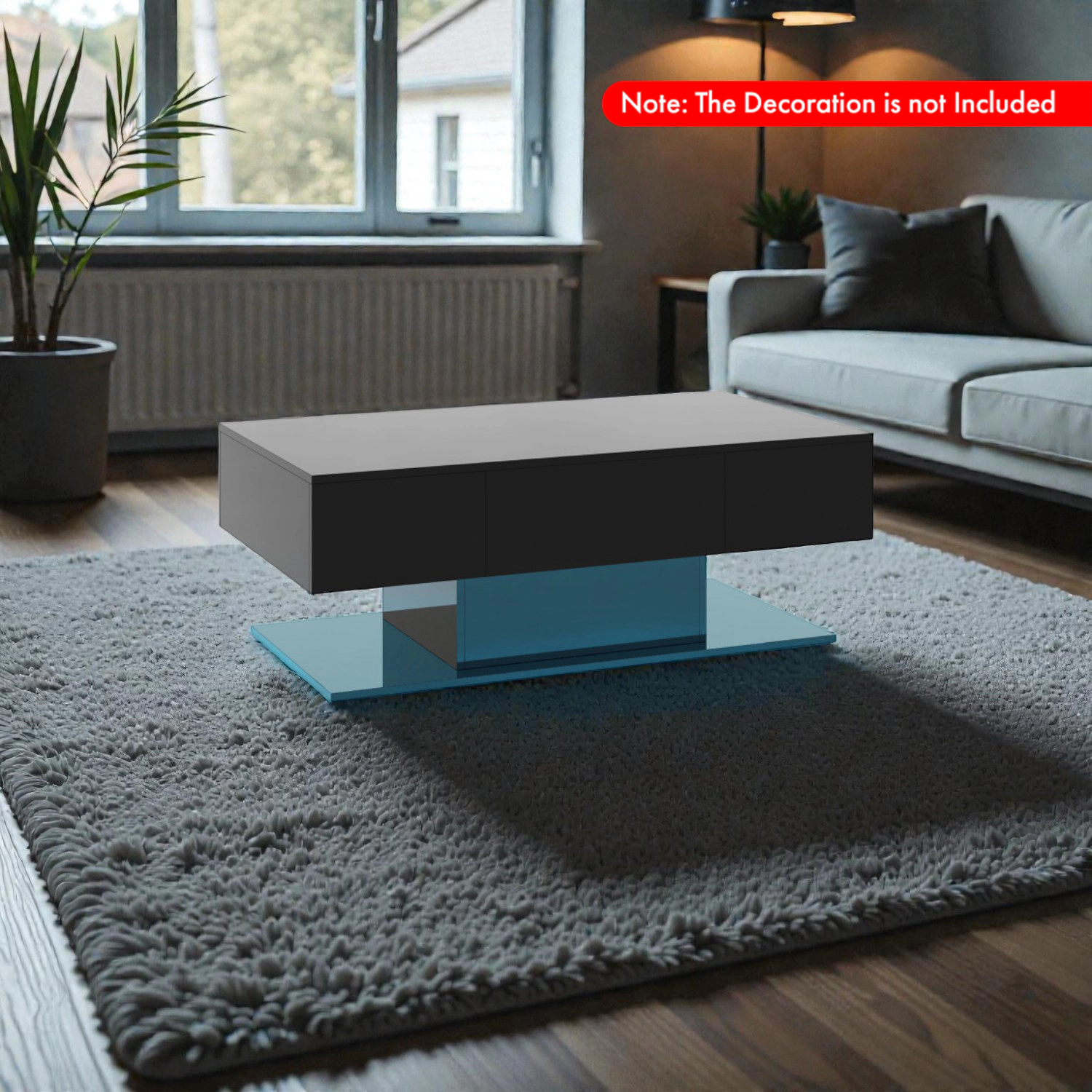 Hivvago Stylish Living Room Table with Built-In LED Lighting and Hidden Storage Drawers