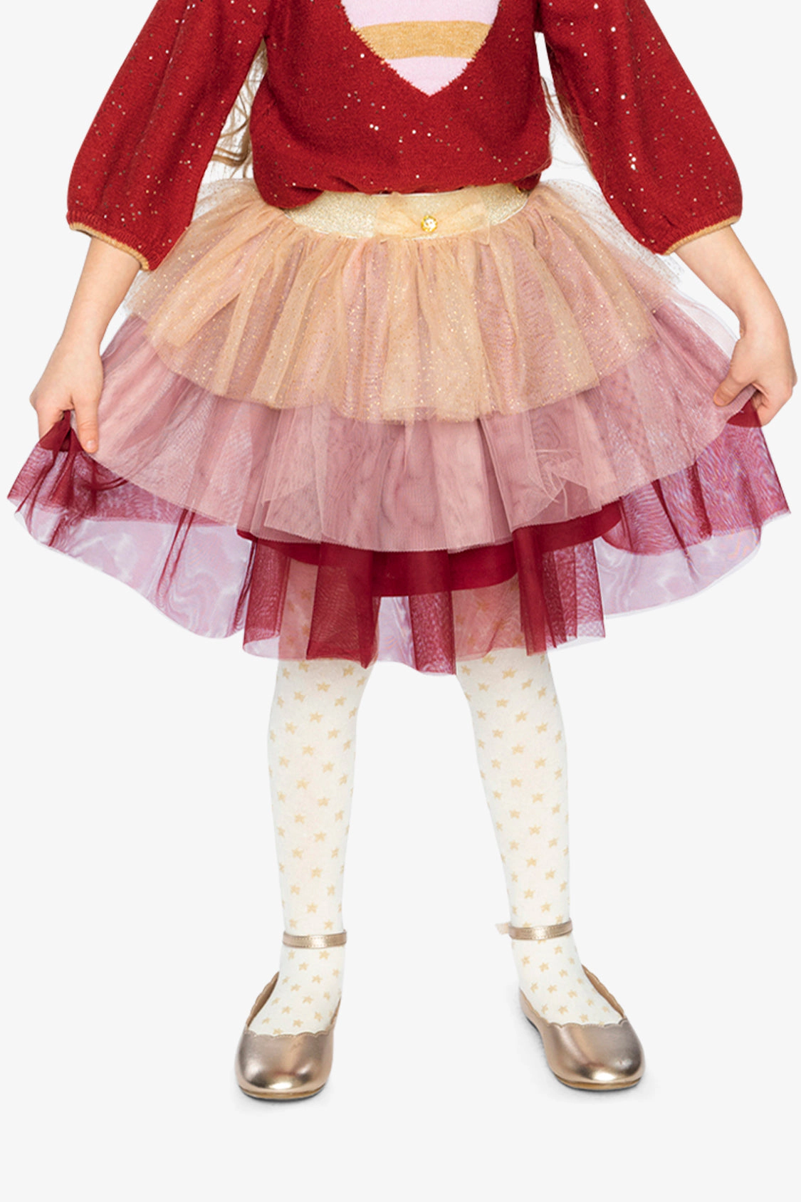 Deux par Girls Multi-Layer Glittering Mesh Skirt