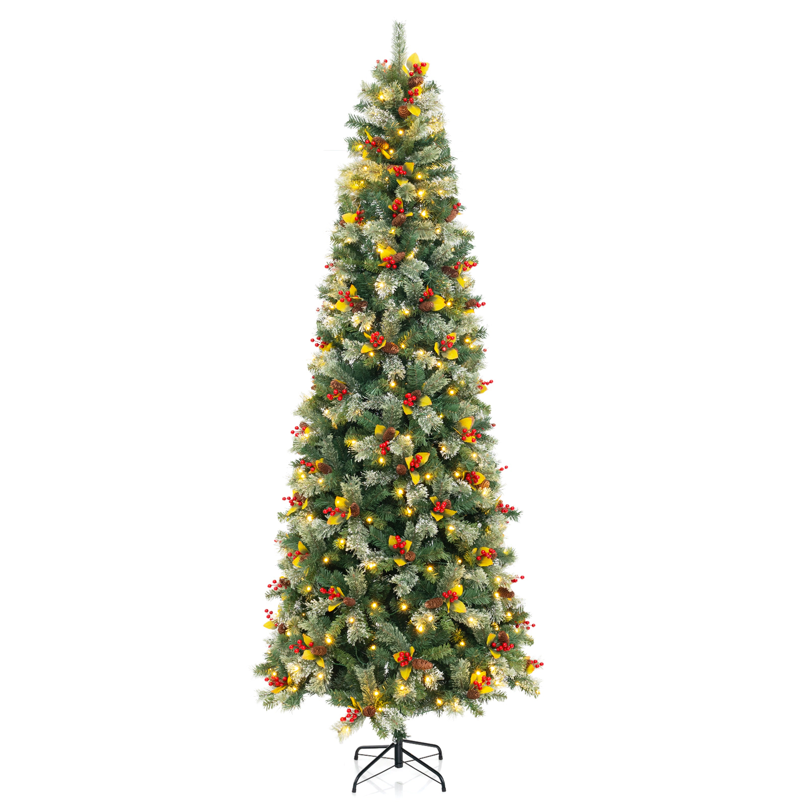SlickBlue Artificial Christmas Tree with Red Berries and Pine Cones