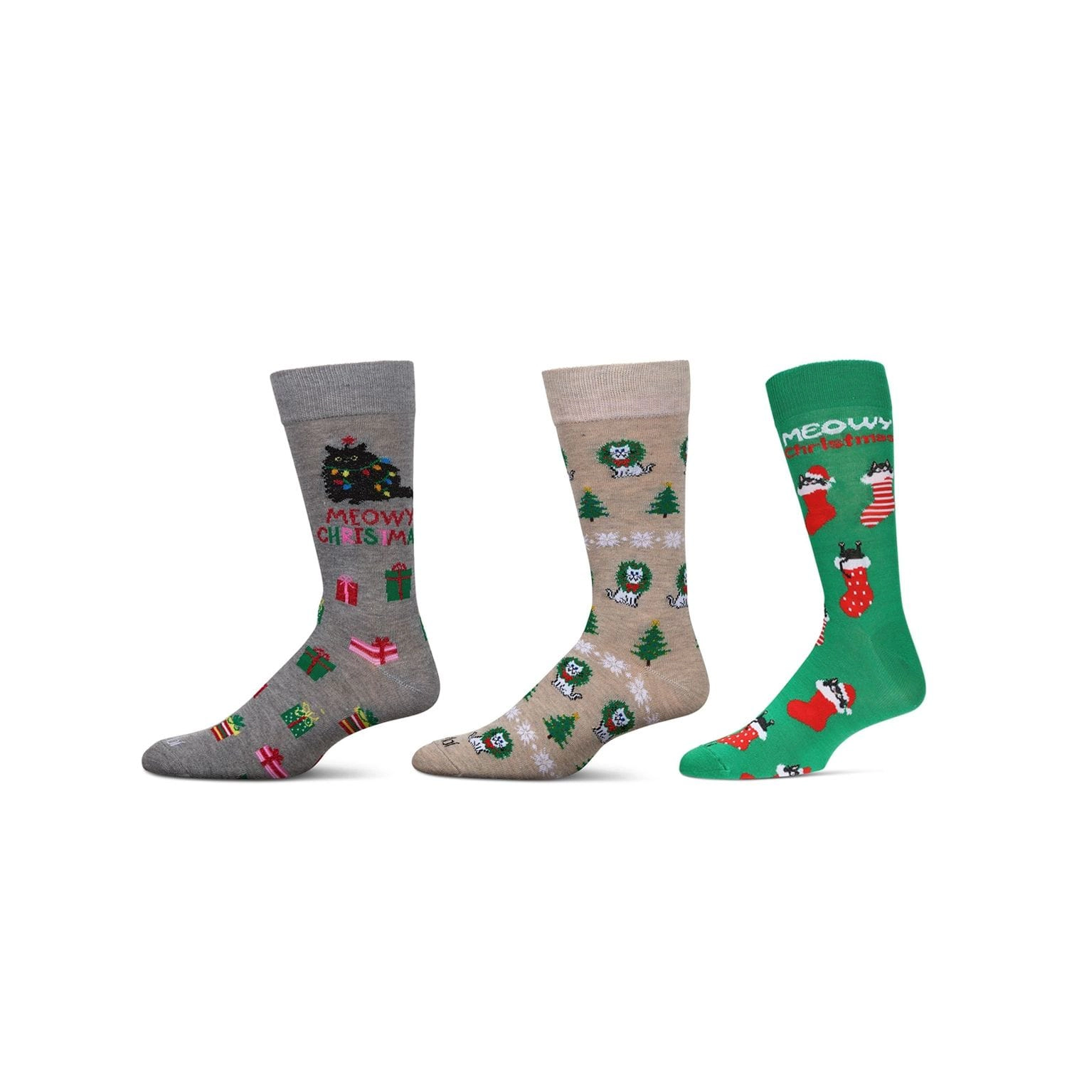 MeMoi 3 Pair Men's Christmas Novelty Crew Socks