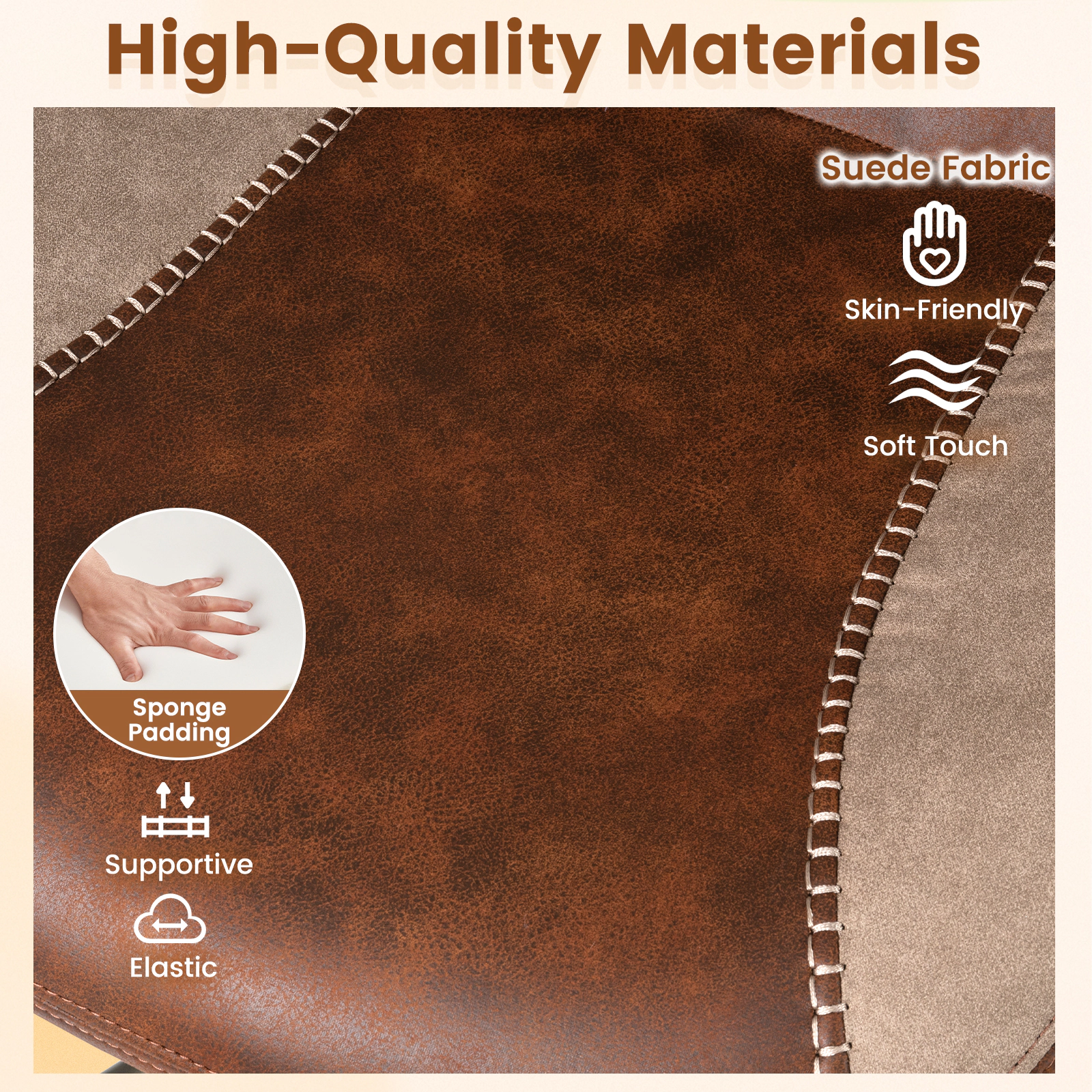 SUGIFT 330-lb Capacity Brown Suede Wing Back Computer Desk Chair with 2D Headrest and 4-Position Tilt Lock