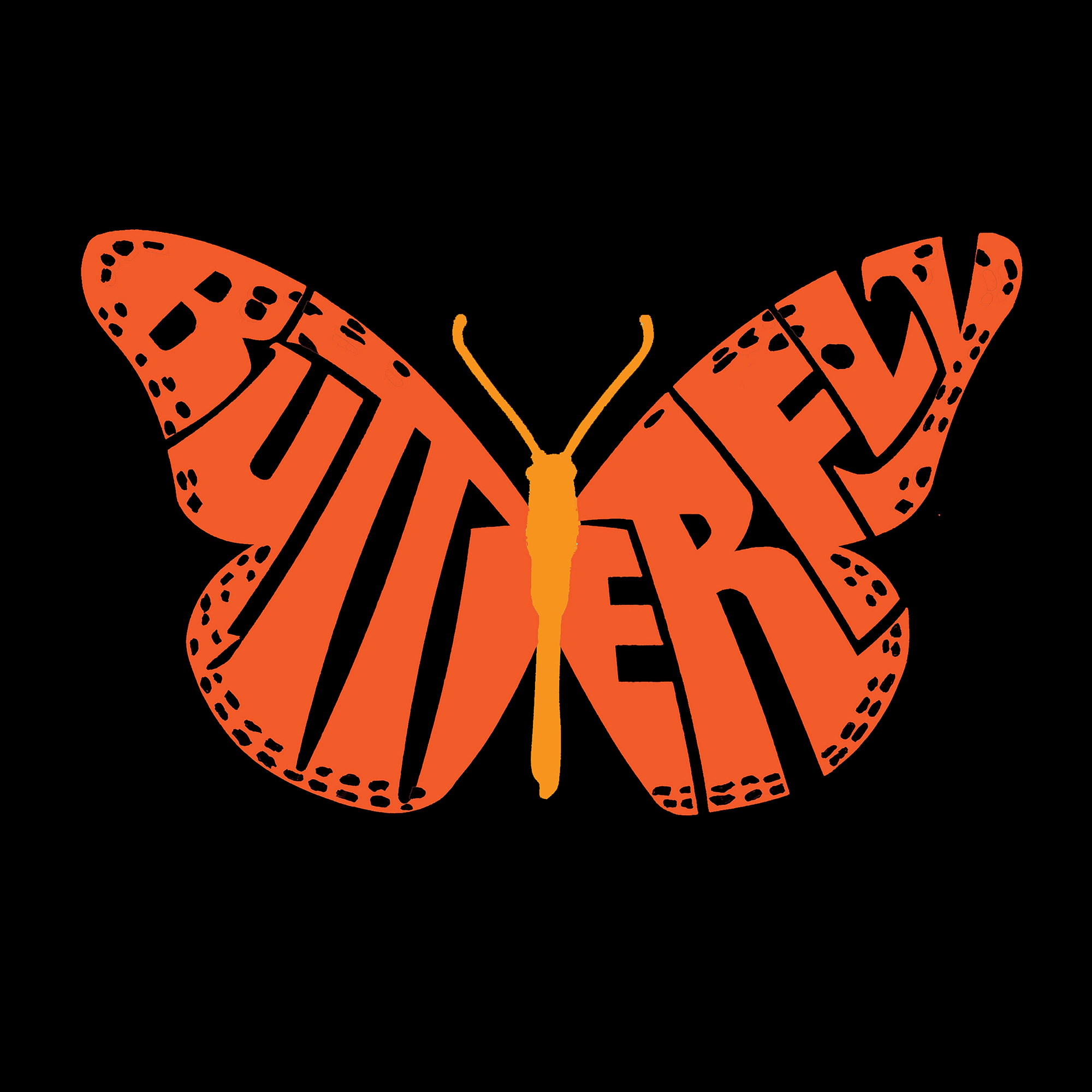 LA Pop Art Men's Cotton/Poly Blend Word T-Shirt - Butterfly