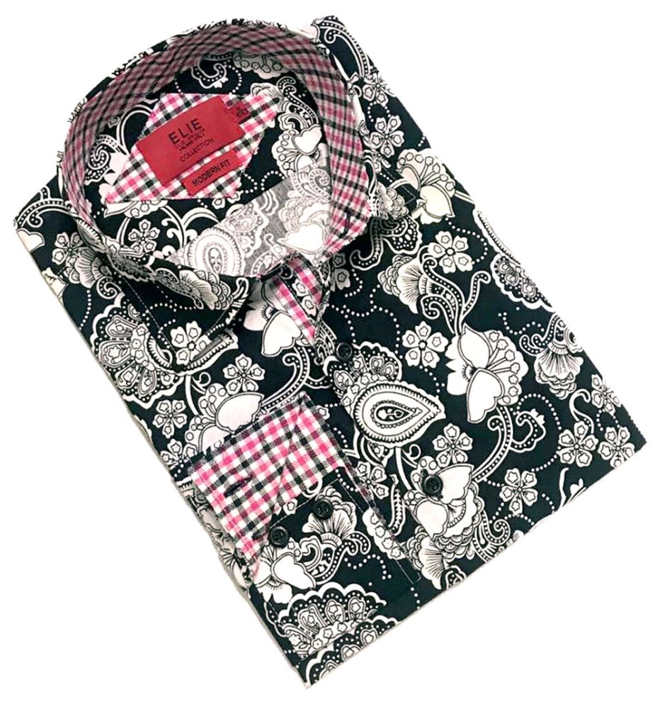 Elie Balleh Boys Slim Fit Paisley Dress Shirt