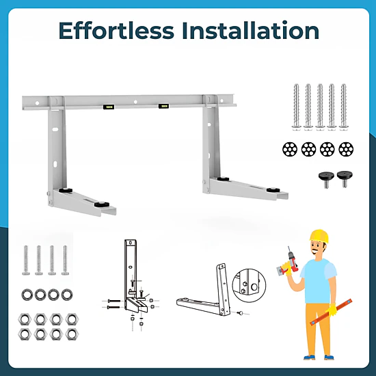 SUGIFT Silver Mini Split AC Mounting Bracket with Rubber Dampers for 6000-12000-BTU 31-in W 18-in D 14-in H