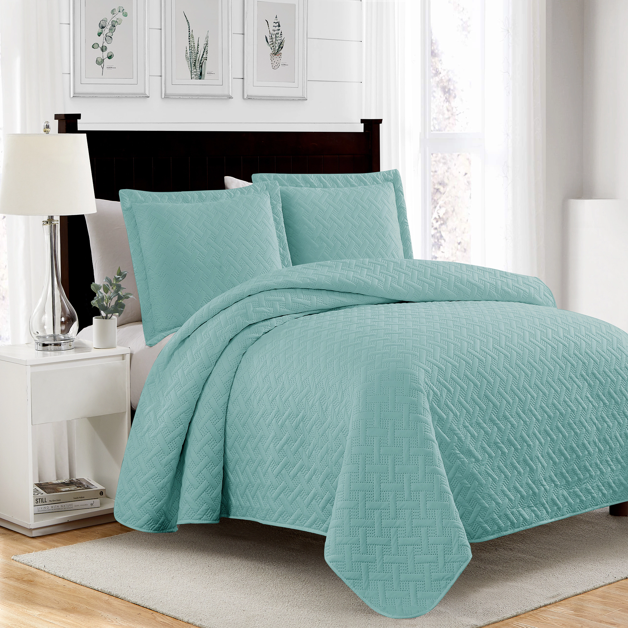 RT Designers Collection Bella 3pc Pinsonic Premium Quality All Year Round Quilt Set for Revitalize Bedroom