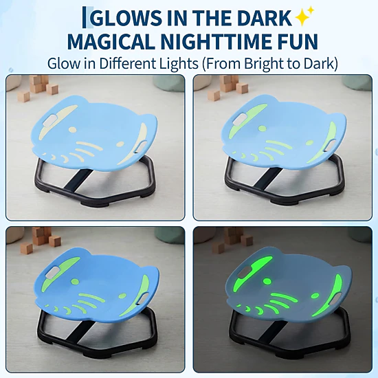 BebreezChic Sensory Spinning Chair for Kids, Glow in Dark Elephant, ADHD, Handles