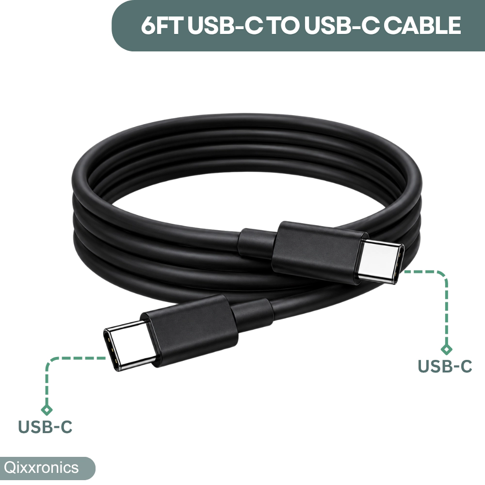 Qixxronics  6FT USB-C to Data Sync & Charge Cable for iPhone 15/16/17 Series, Samsung Galaxy, Pixel, iPad Pro 2PCS