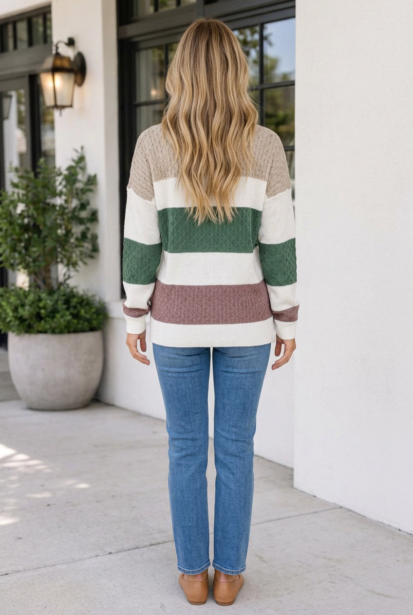Threaded Pear Women's Nathalia Block Loose Sweater
