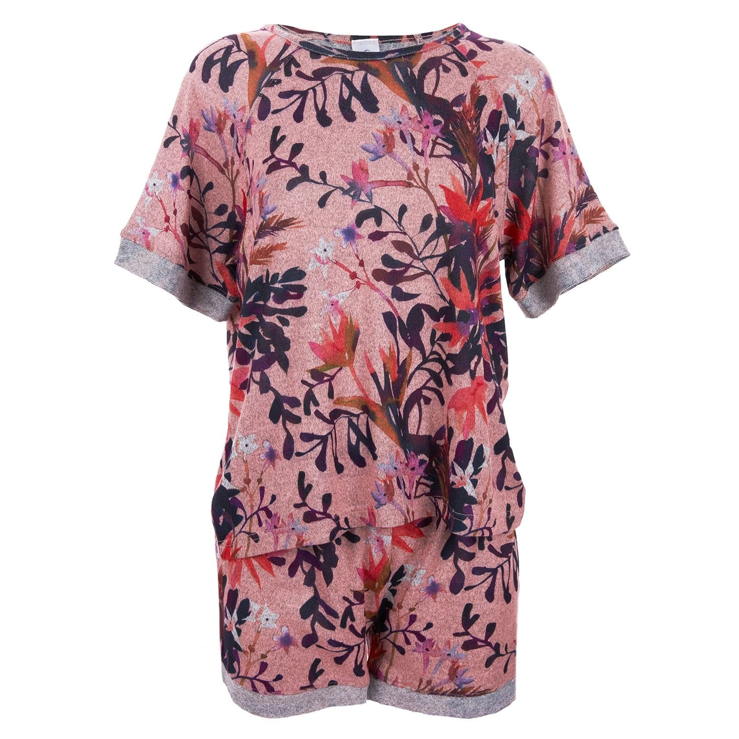 Women's 2 Piece Floral Paradise T-Shirt and Shorts Pajama Set