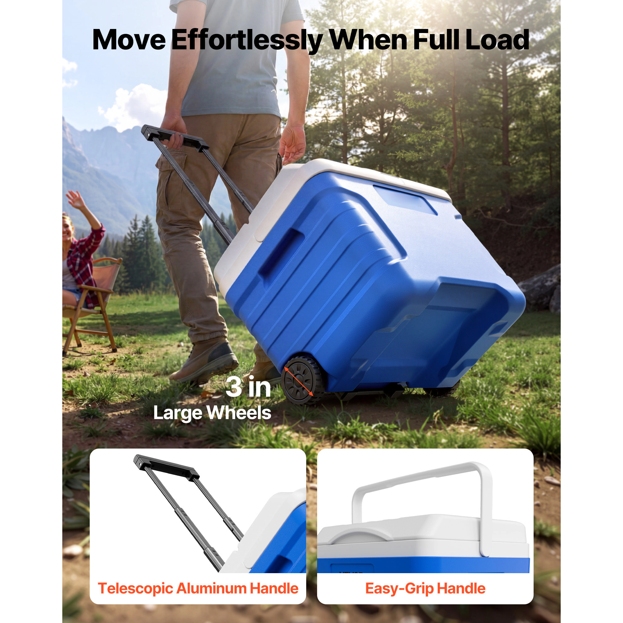 HONGGE Portable Cooler with Ice Retention for Picnics