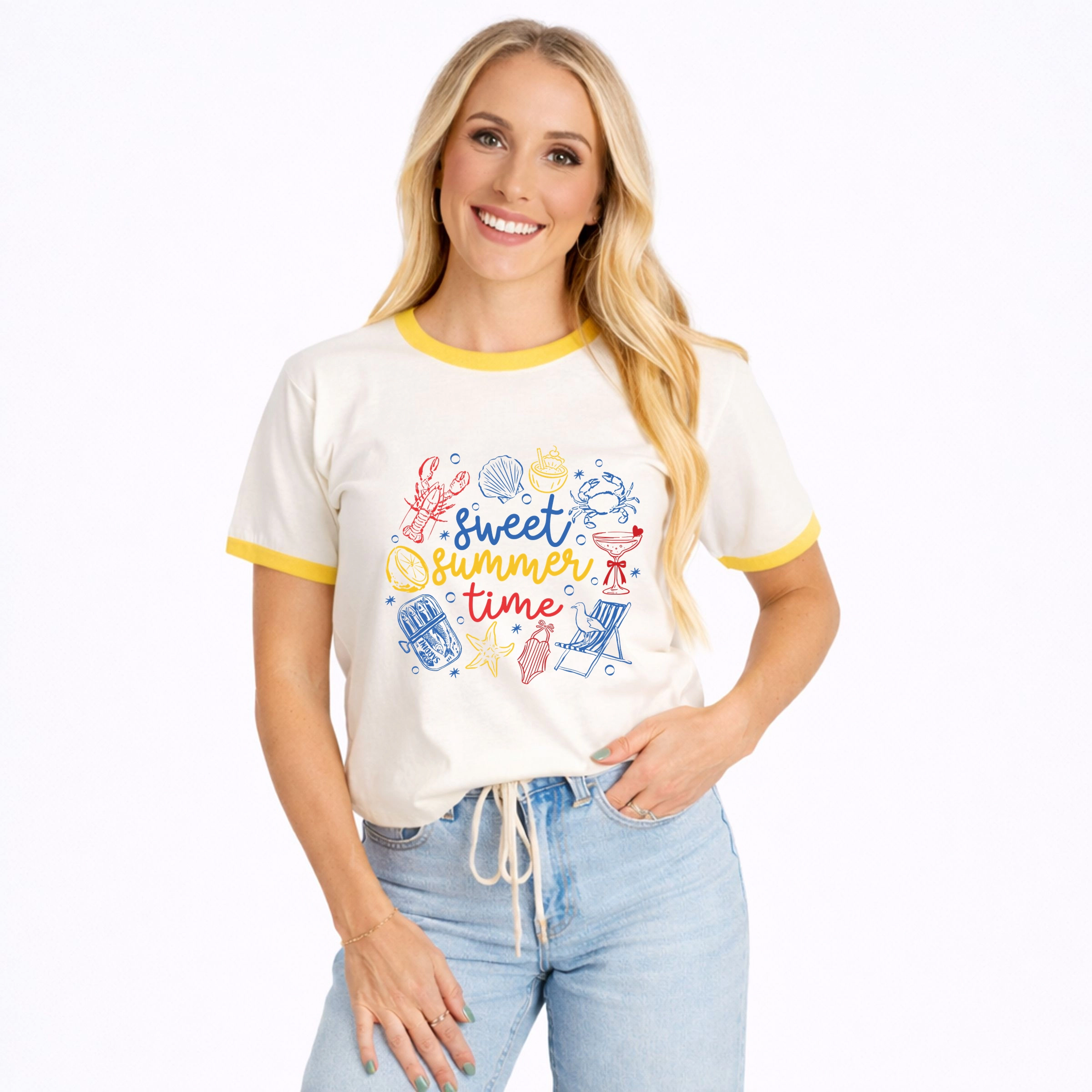 Simply Sage Market - Sweet Summer Time Nautical Women's Ringer Graphic T-Shirt