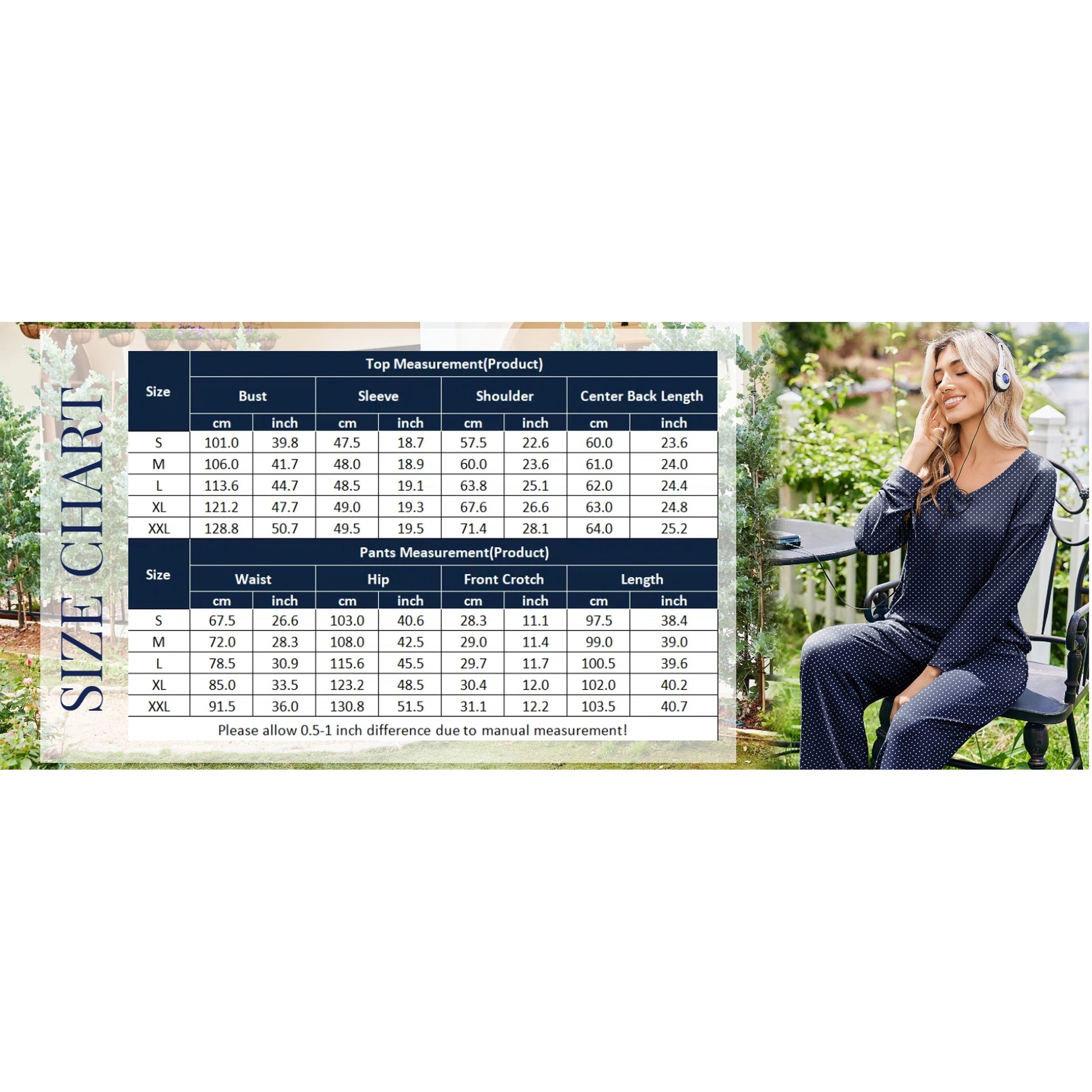 Ekouaer Women's V Neck Long Sleeve Pajama Set 2 Piece Print Sleepwear