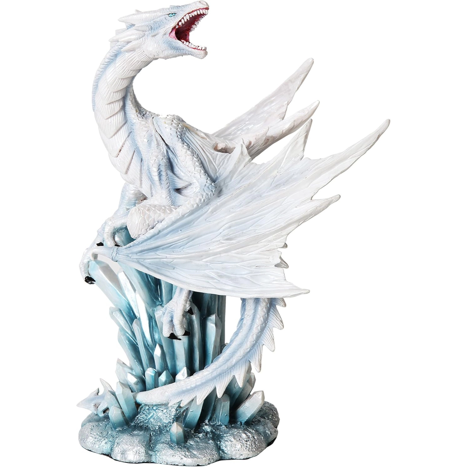 Pacific Giftware White Ice Dragon on Crystal Mythological Statue Figurine 10.5 inch