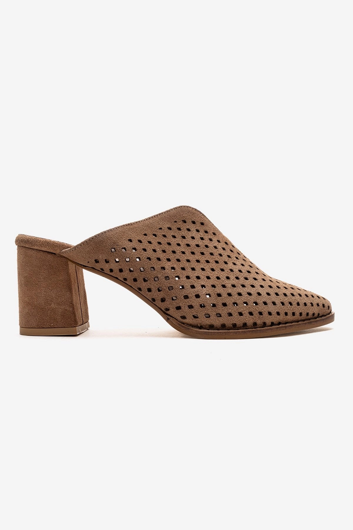 Forever & Always Womens Toen Leather Block Heel Mules