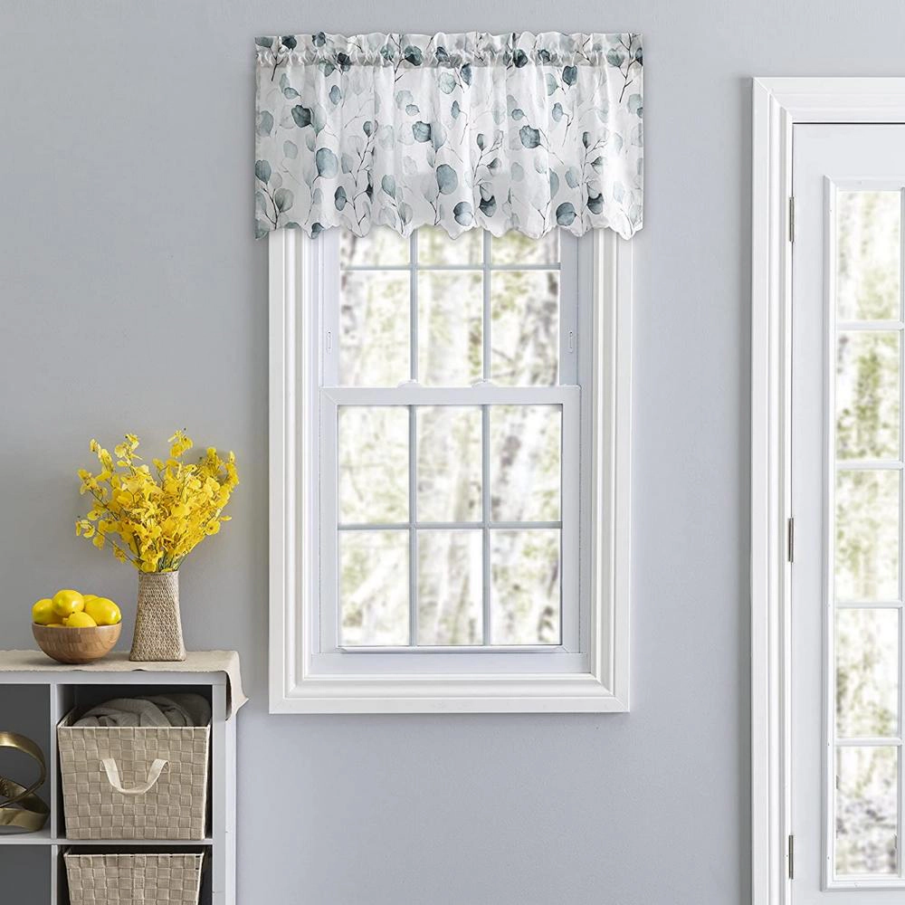 Ellis Curtain Eucalyptus Crushed Taffeta 1.5" Rod Pocket Window Valance 48"x15" Spa