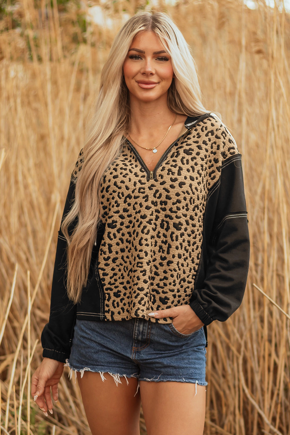 Threaded Pear Women's Monanaya Cuff Quarter Zip Hoodie