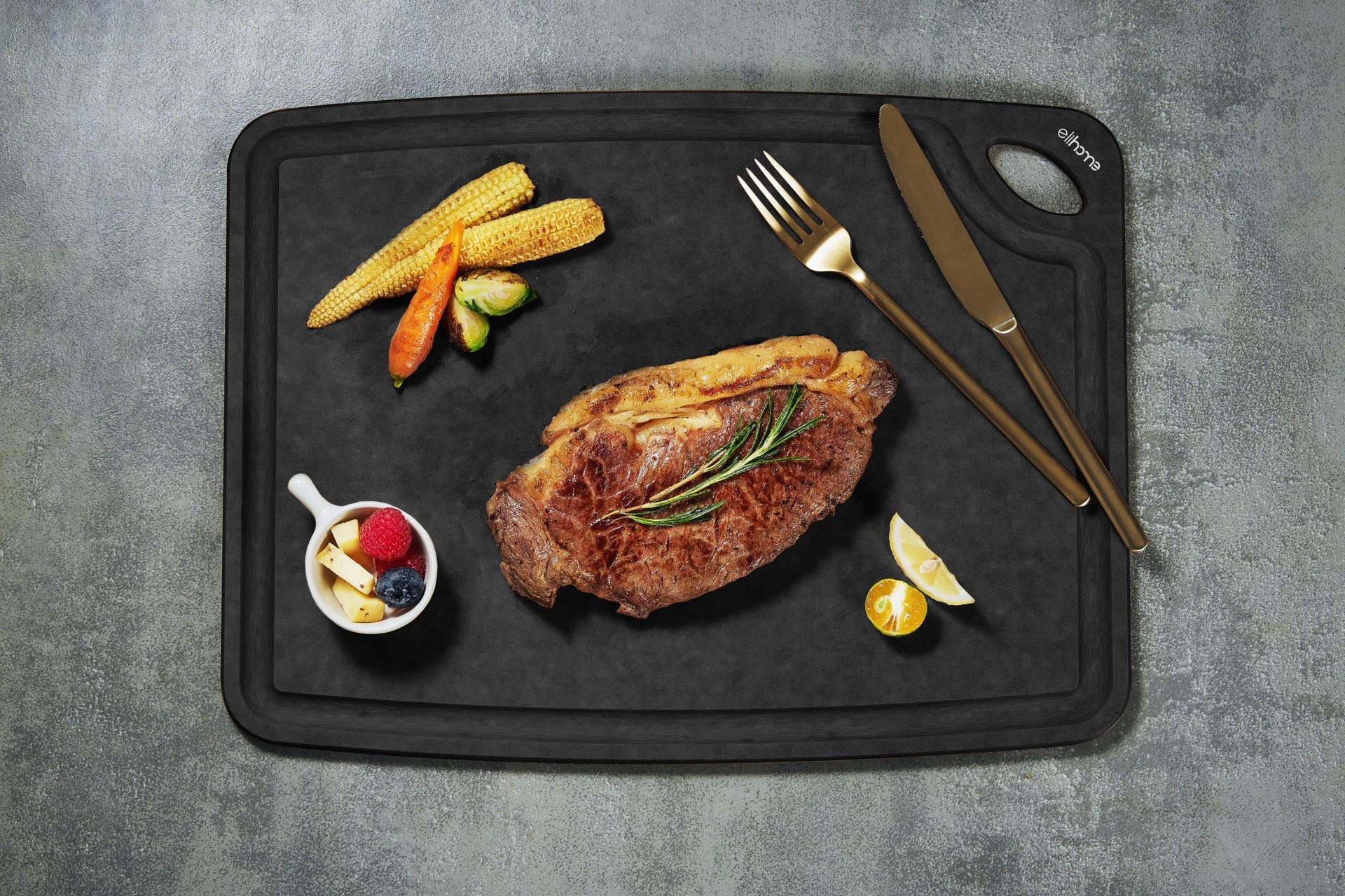 Elihome Classic Series 2-Piece Fiberwood Cutting Board Set 10 x 13 in - Black and Natural