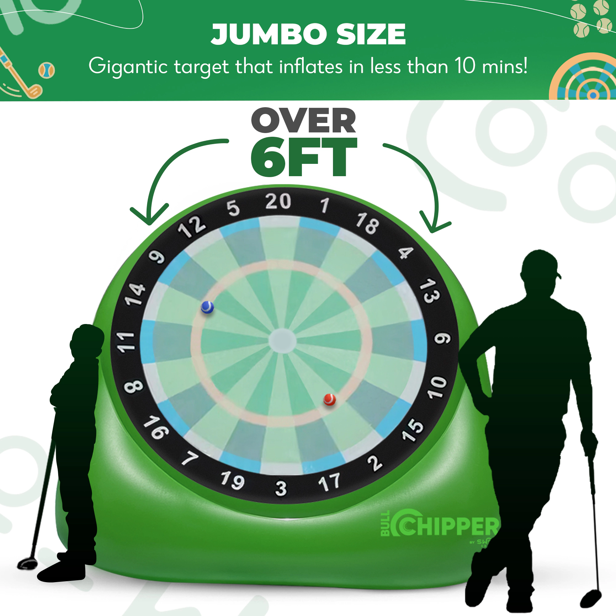 Swooc Games | Bull Chipper™ | Giant Golf Darts with 10+ Golf Games