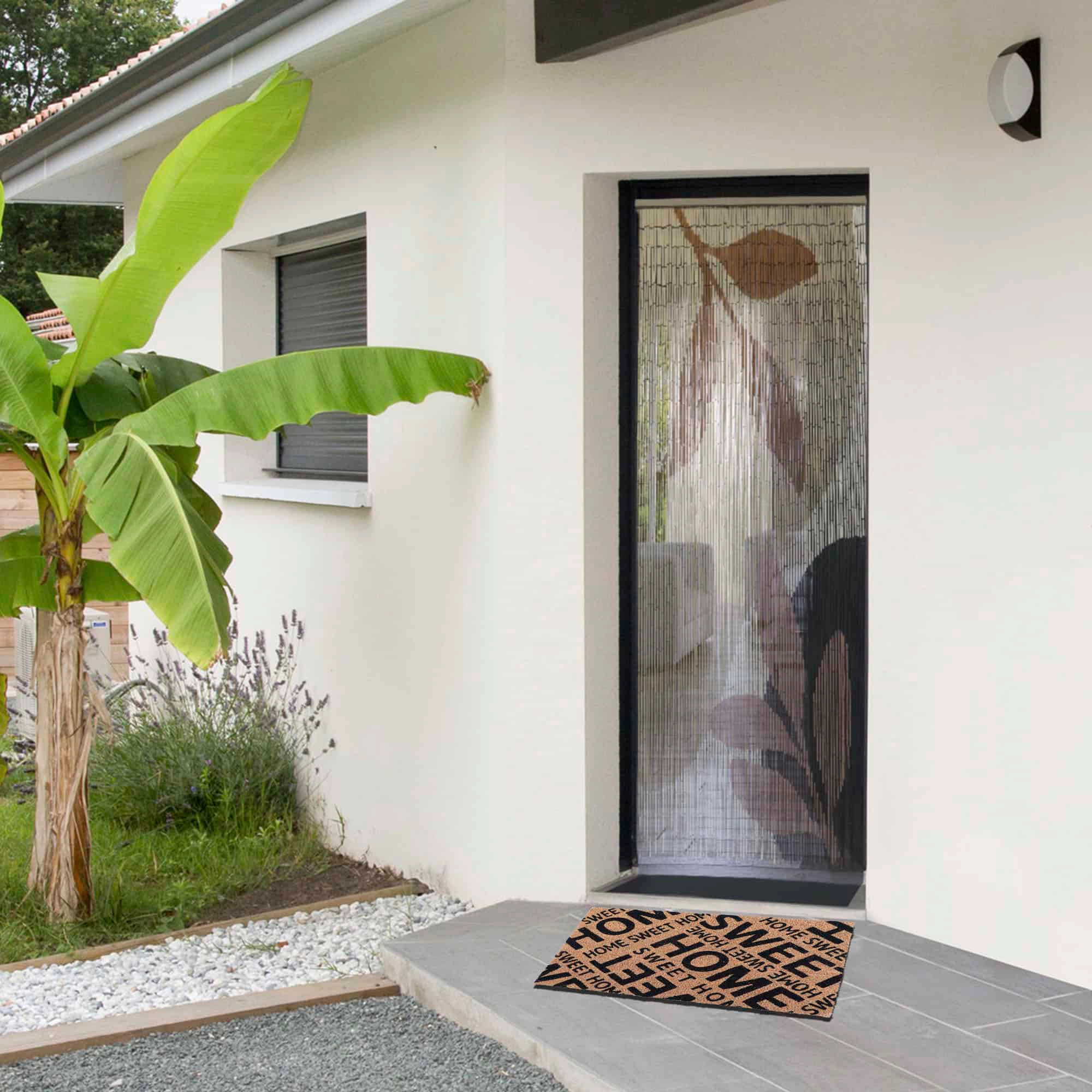 Evideco French Home Goods Natural and Black Home Sweet Home Coir Doormat 24 x 16 Inches