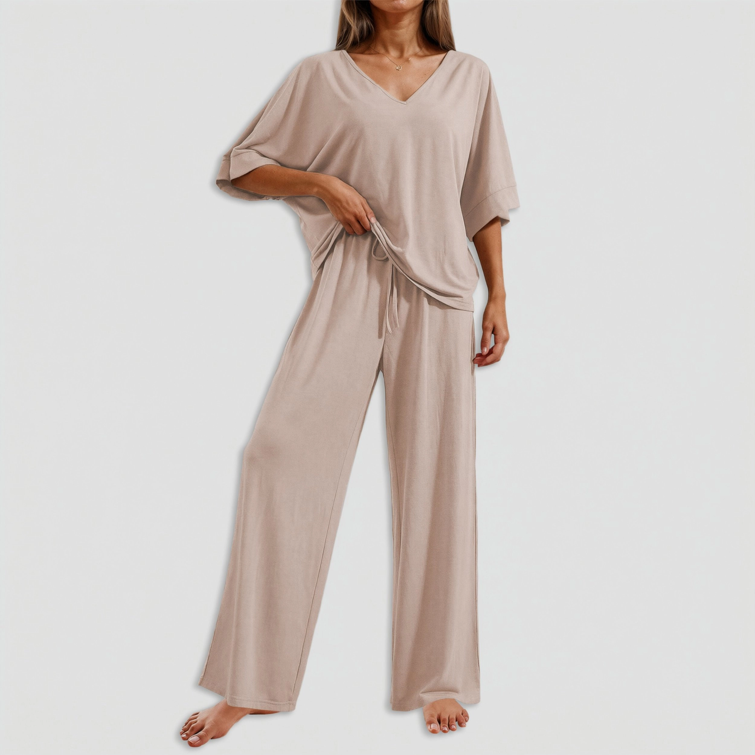 Ekouaer Pajama Sets for Women Short Sleeve Tops and Long Pants Pjs Lounge Set Summer 2 Piece Outfits