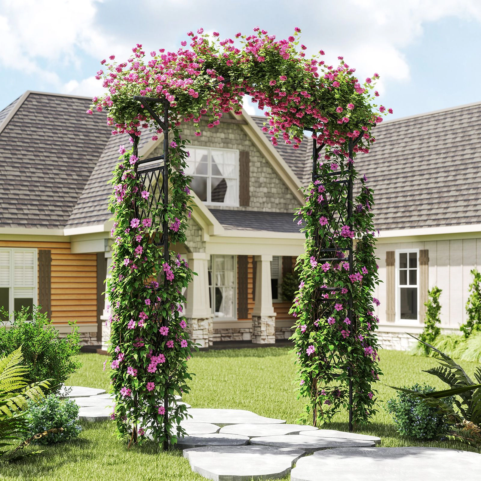 SlickBlue Outdoor Garden Arch for Climbing Plants and Vines