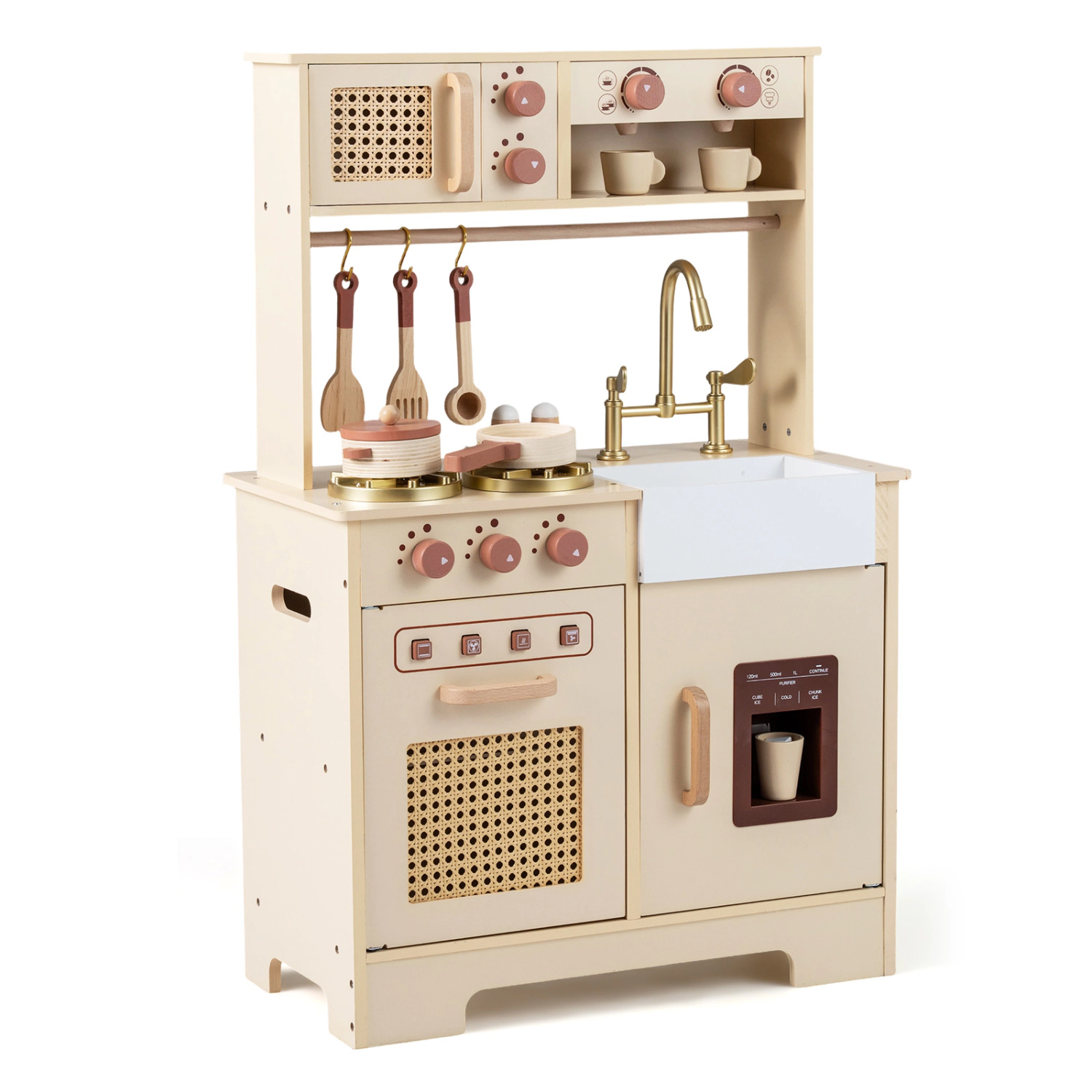 LJG Chef Pretend Play Kitchen for Kids with Realistic Lights and Sounds