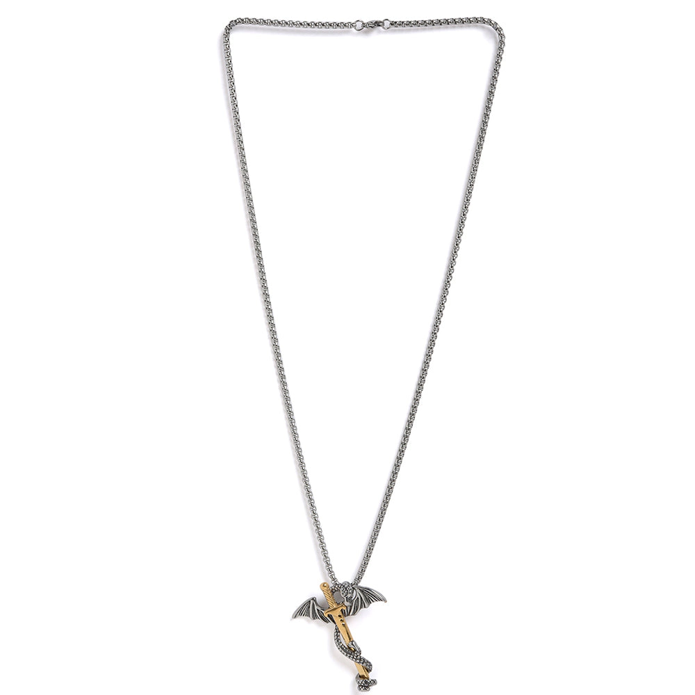 SOHI Women's Silver Winged Pendant Necklace