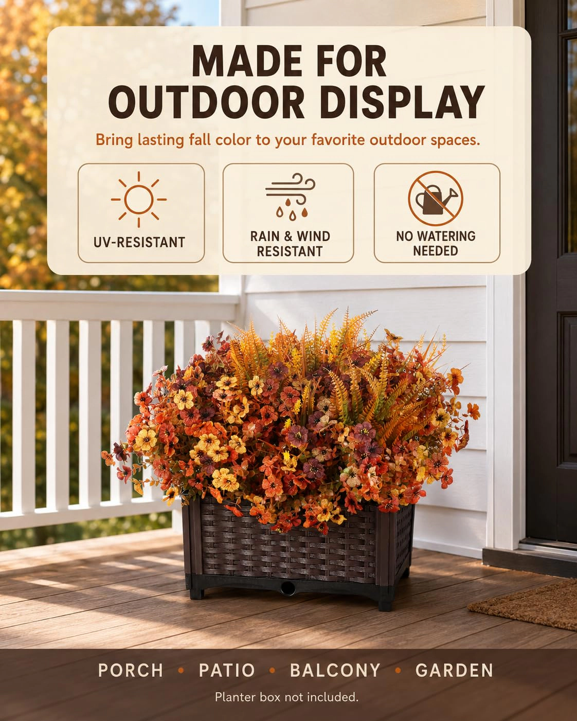 PUPWE 20 Stems Faux Fall Flowers For Outdoor Planters Full & Layered