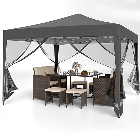 LJG Pop-up Canopy Tent Easy Setup Instant Folding Shelter with Mesh Netting
