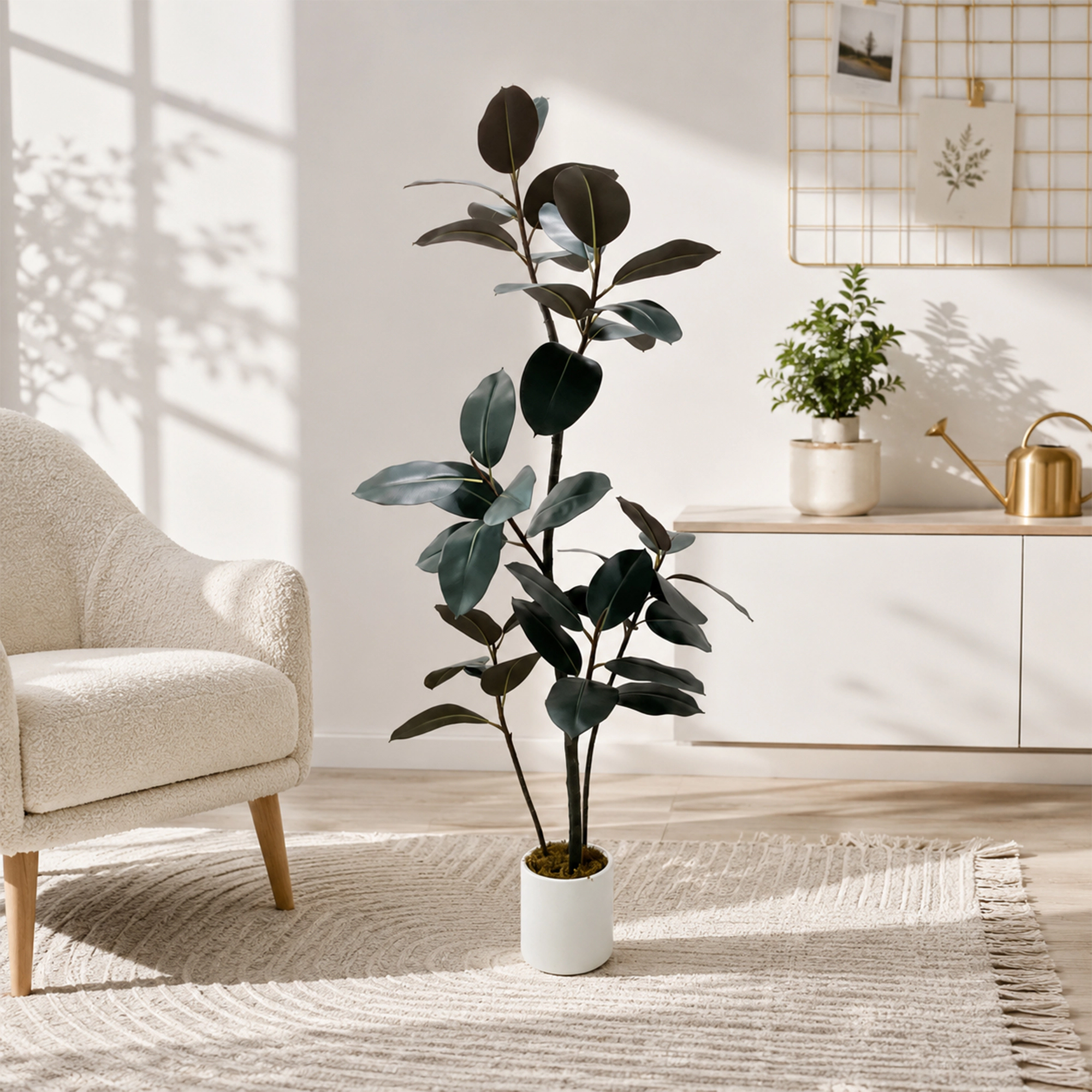 6FT Artificial Rubber Tree with Pot Large Indoor Fake
