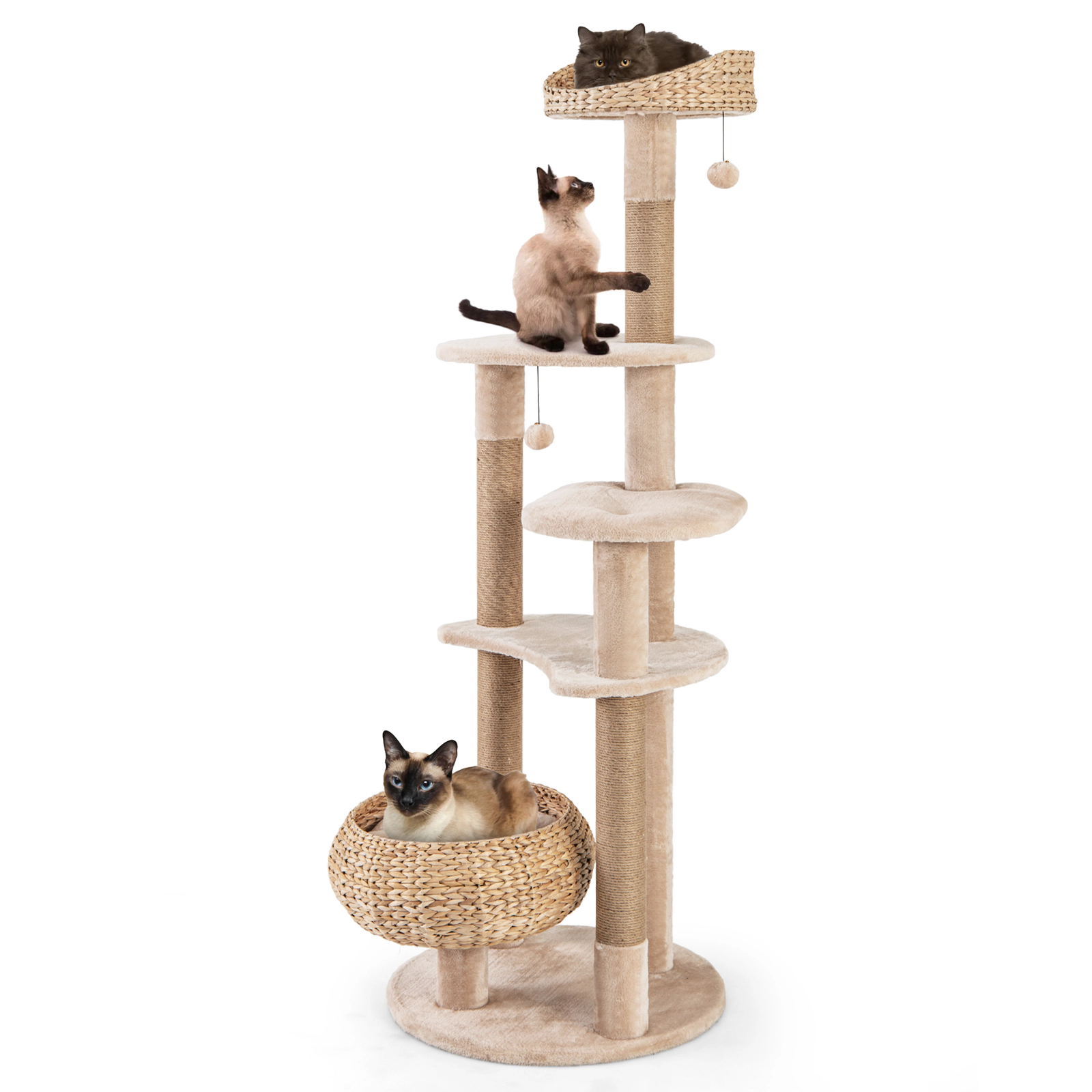 LJG 59 Inches Cat Tree with Perch and Soft Hammock for Indoor Cats