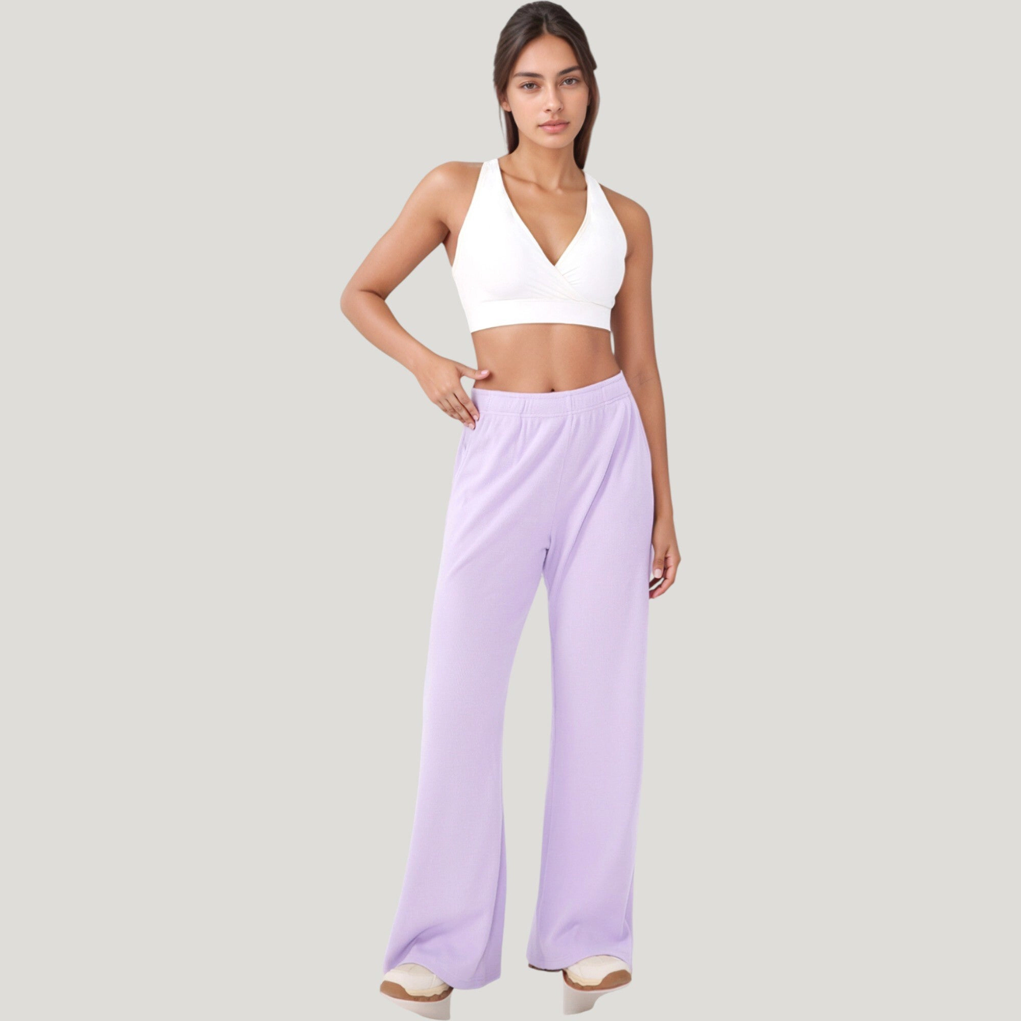 Anna-Kaci Womens High-Waist Wide-Leg Athletic Pants with Side Pockets