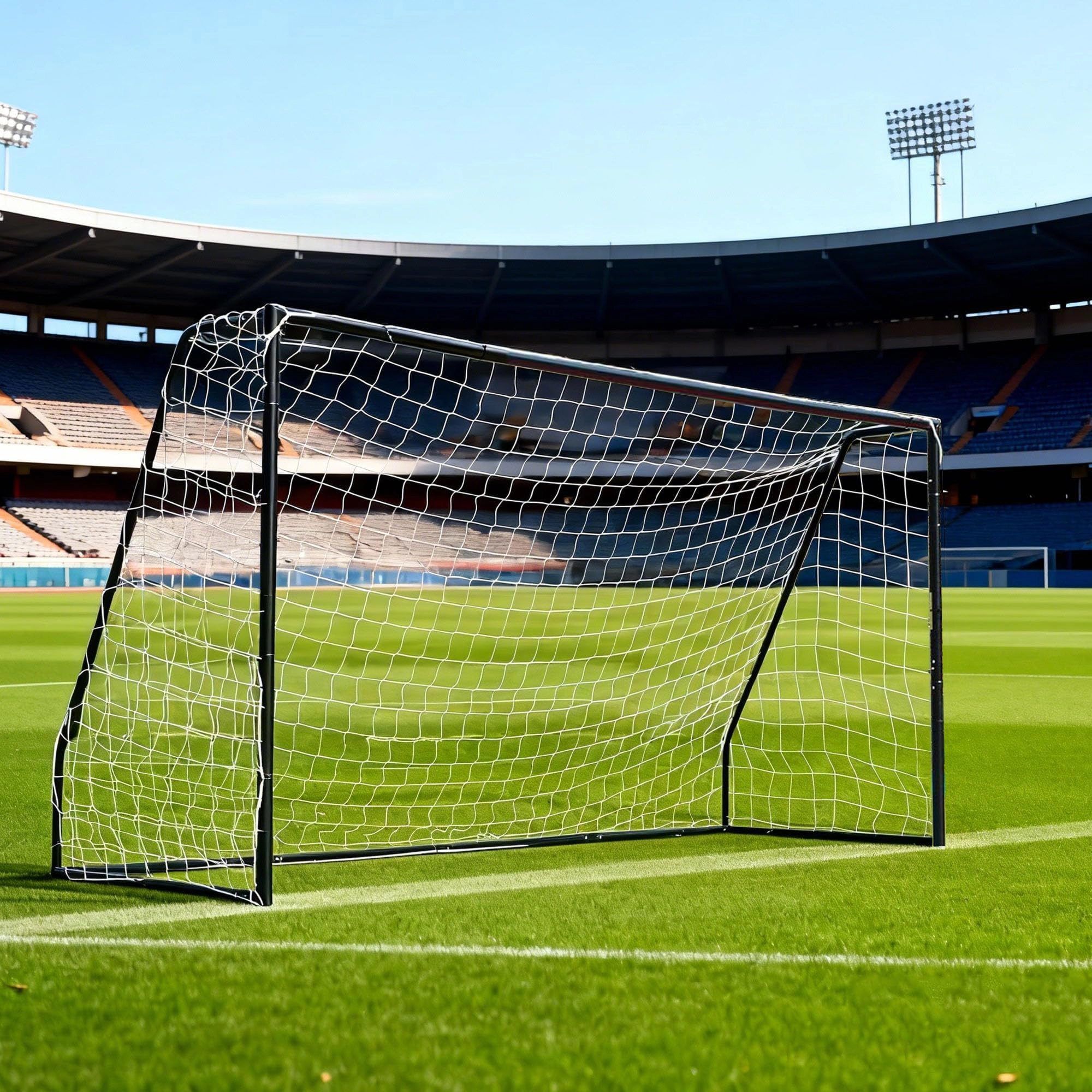 12x6 FT Soccer Goal with Foldable Net, Heavy Duty Metal Frame, Fiberglass Support Poles, Stakes & Carry Bag