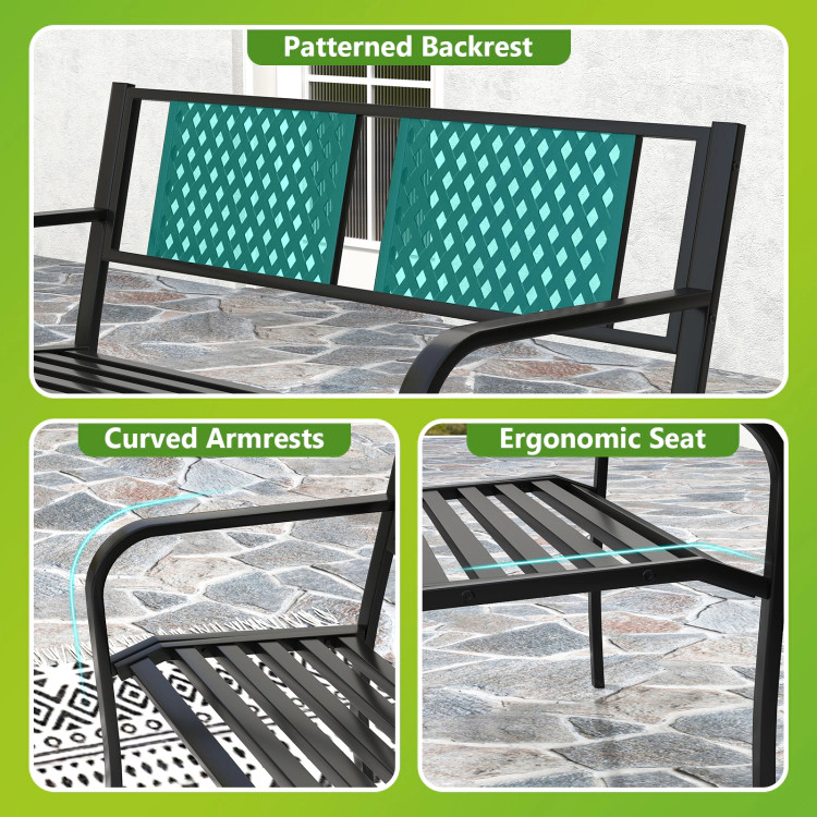 Hivvago Outdoor Bench Metal Loveseat Patio Bench For 2-3-Person