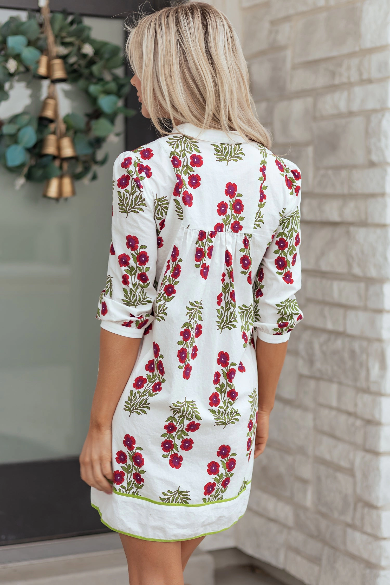 Threaded Pear Women's Halo Sleeve Loose Floral Dress