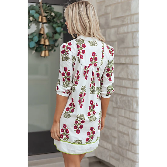 Threaded Pear Women's Halo Sleeve Loose Floral Dress