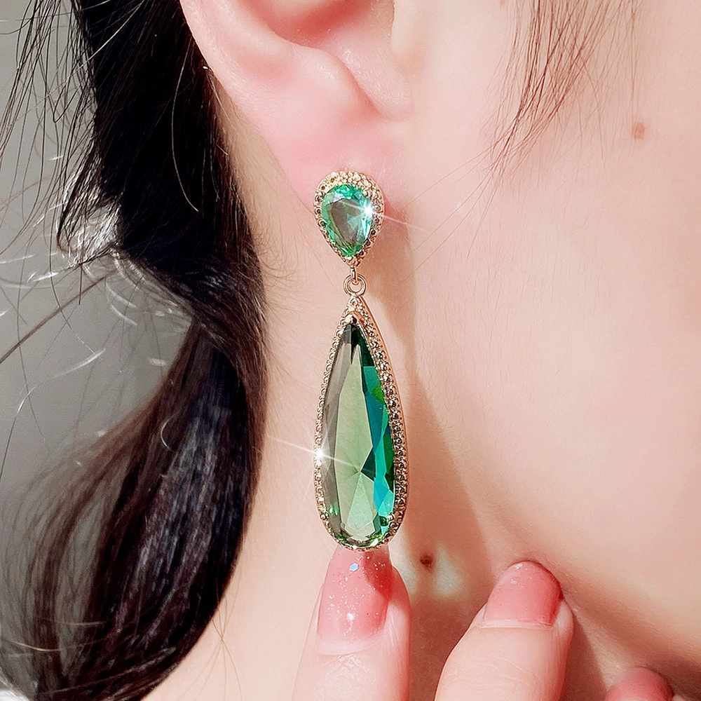 Gorgeous Pear Cubic Zirconia Long Hanging Earrings