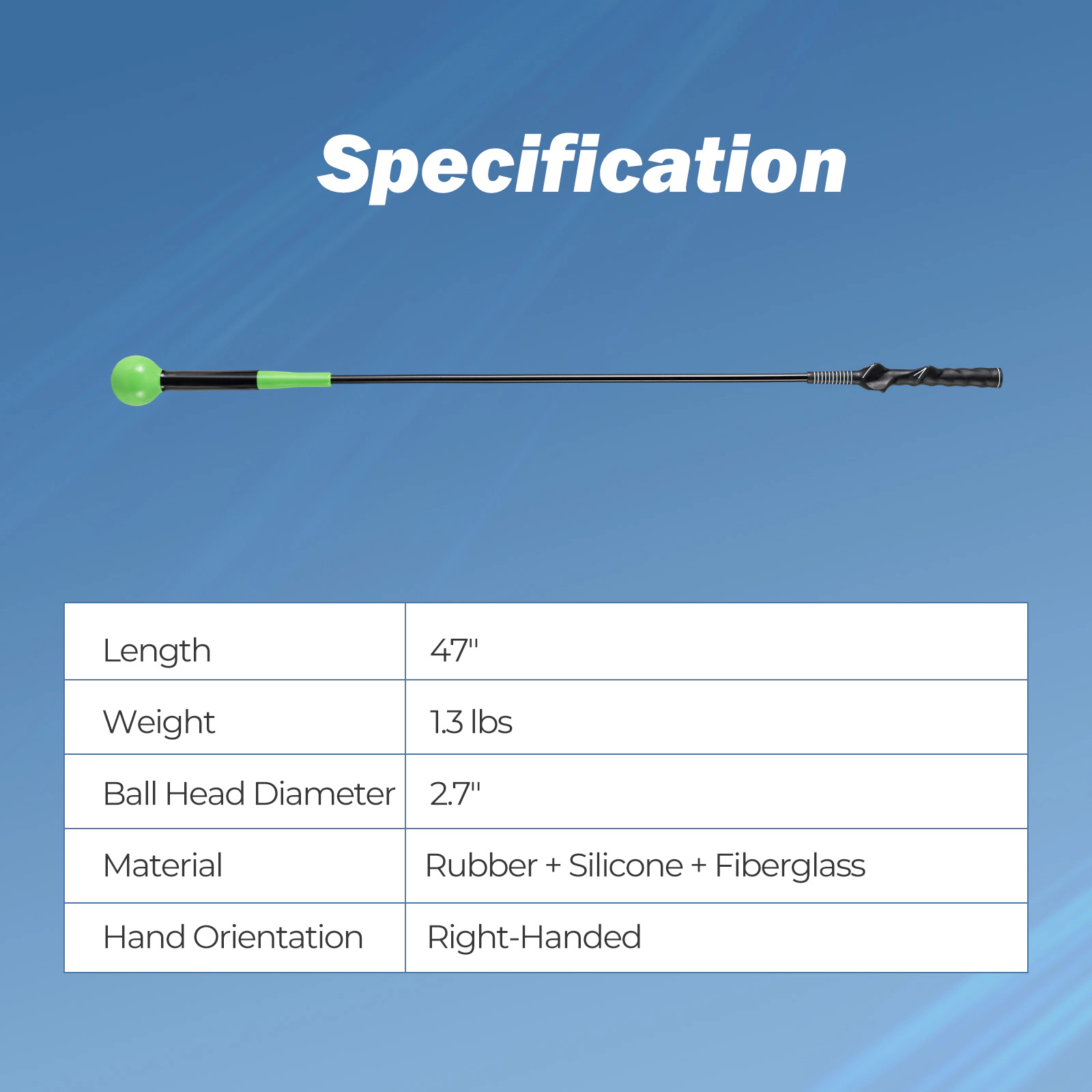 SUGIFT Weighted Head Golf Swing Trainer Aid Practice Stick 47-in / 40-in / 31.5-in Lengths Right-Handed Green/Yellow