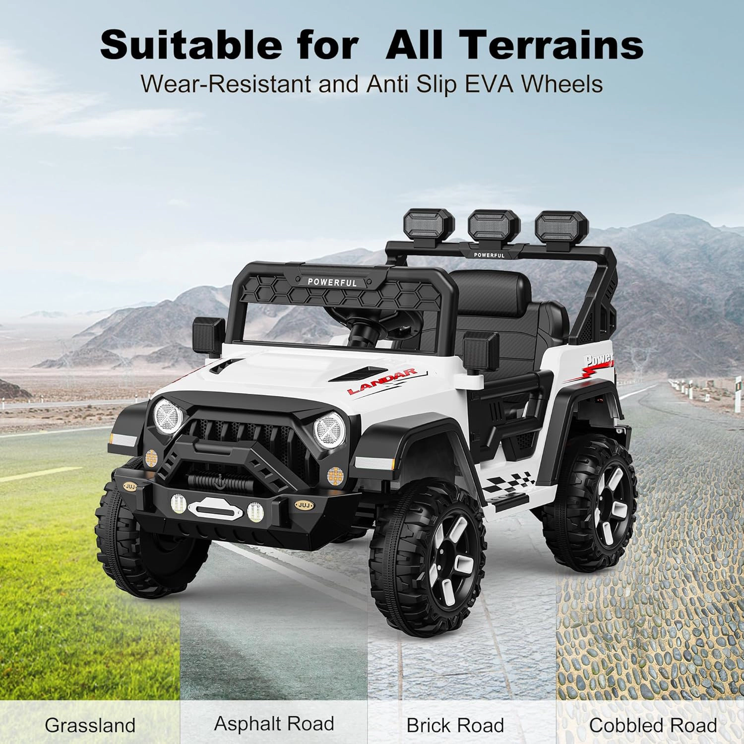 Enjyam 12V Kids Electric Ride On Truck with 2.4G Remote Control, 3 Speeds, Soft Start, Music & Battery Display
