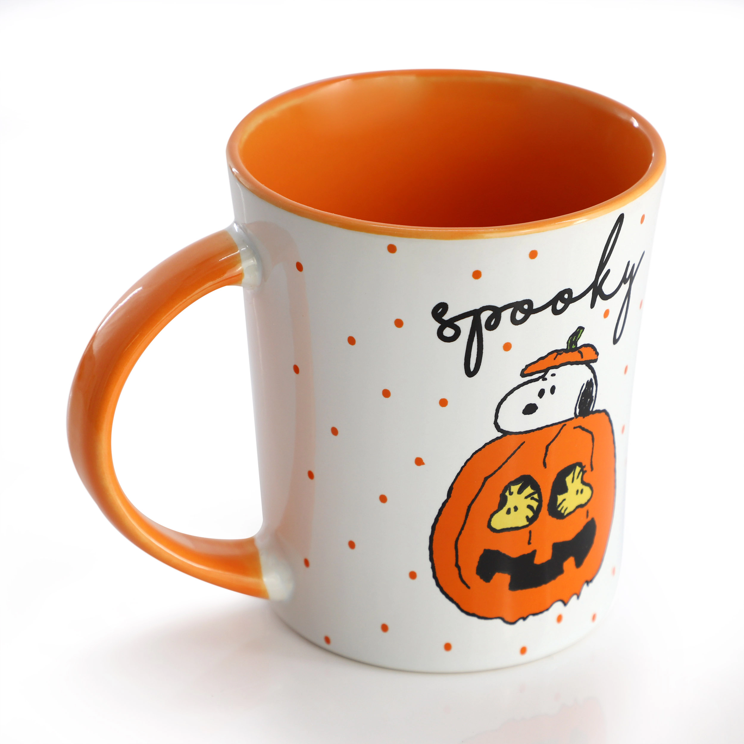 Peanuts Spooky 12 Piece 15 Ounce Funky Stoneware Mug Set in Orange